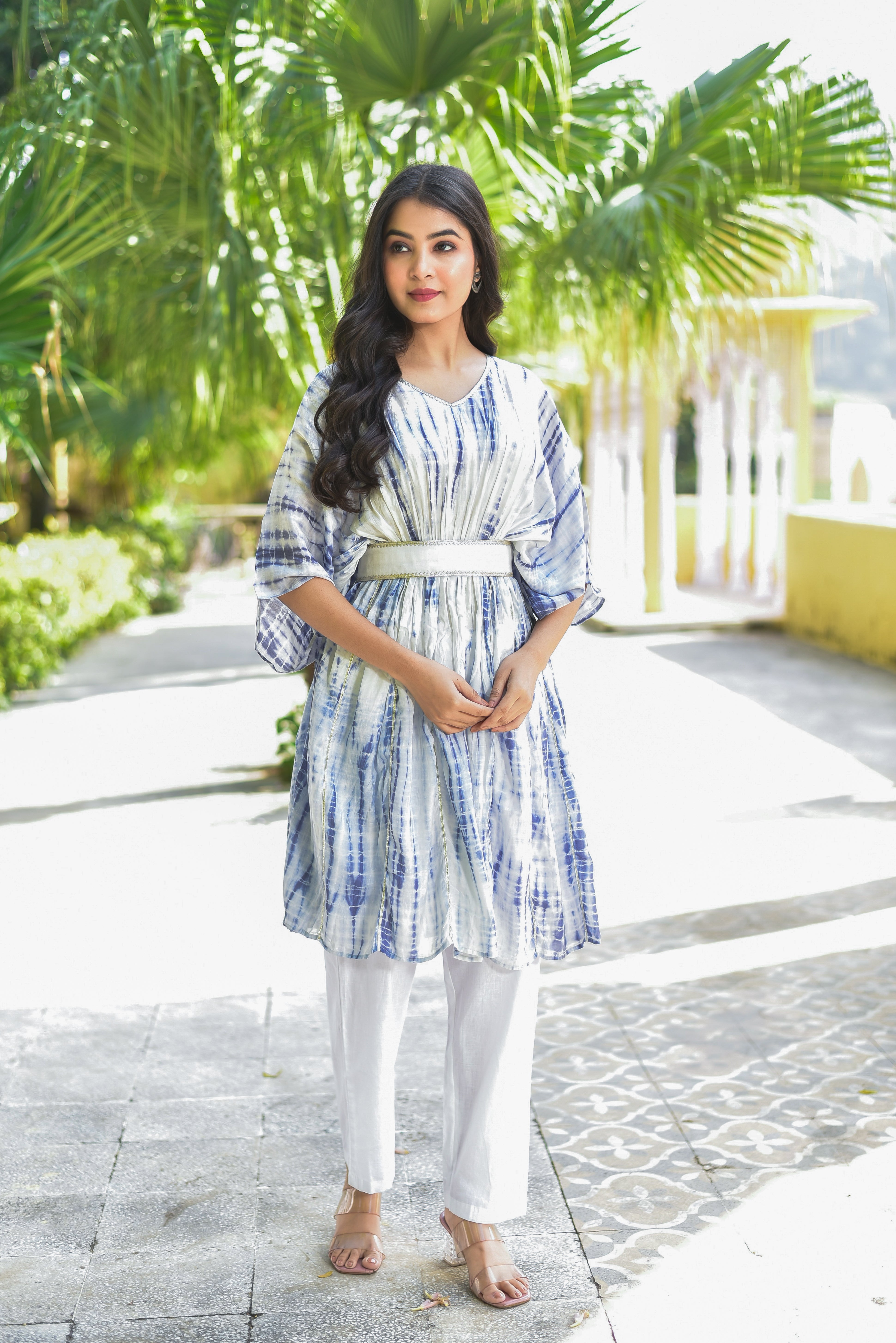 The Indigo Cloud Shibori Kaftan Set