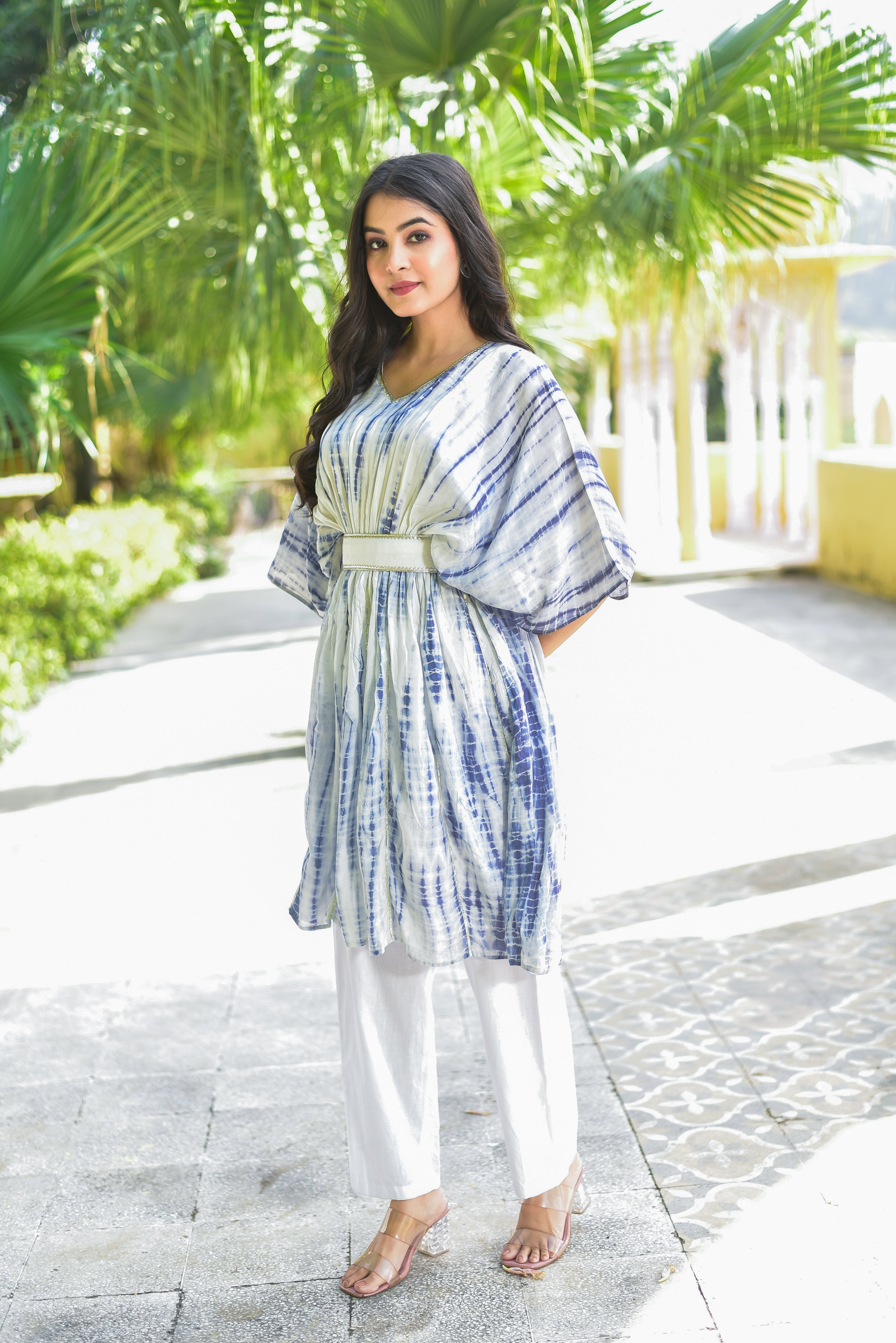 The Indigo Cloud Shibori Kaftan Set