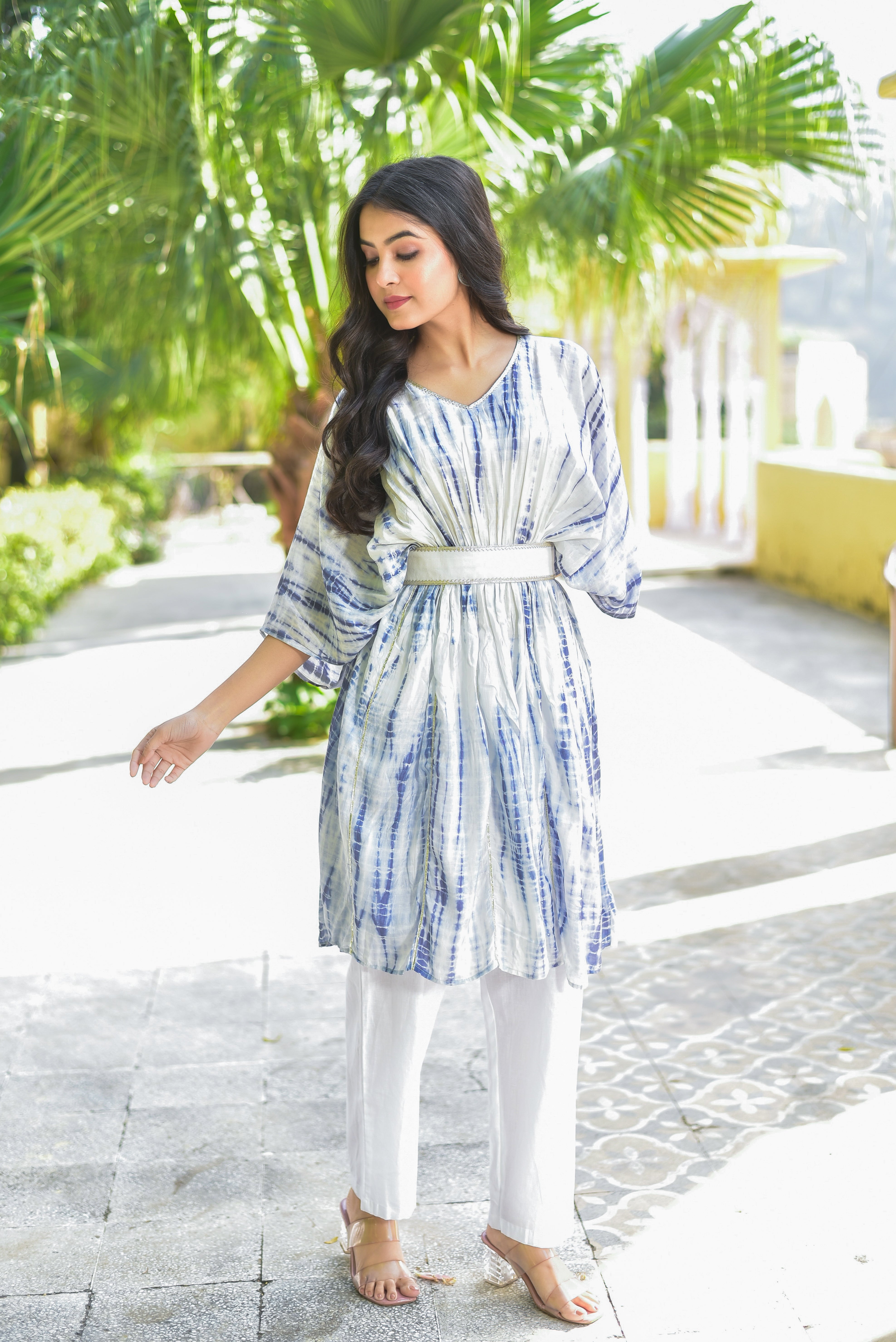 The Indigo Cloud Shibori Kaftan Set