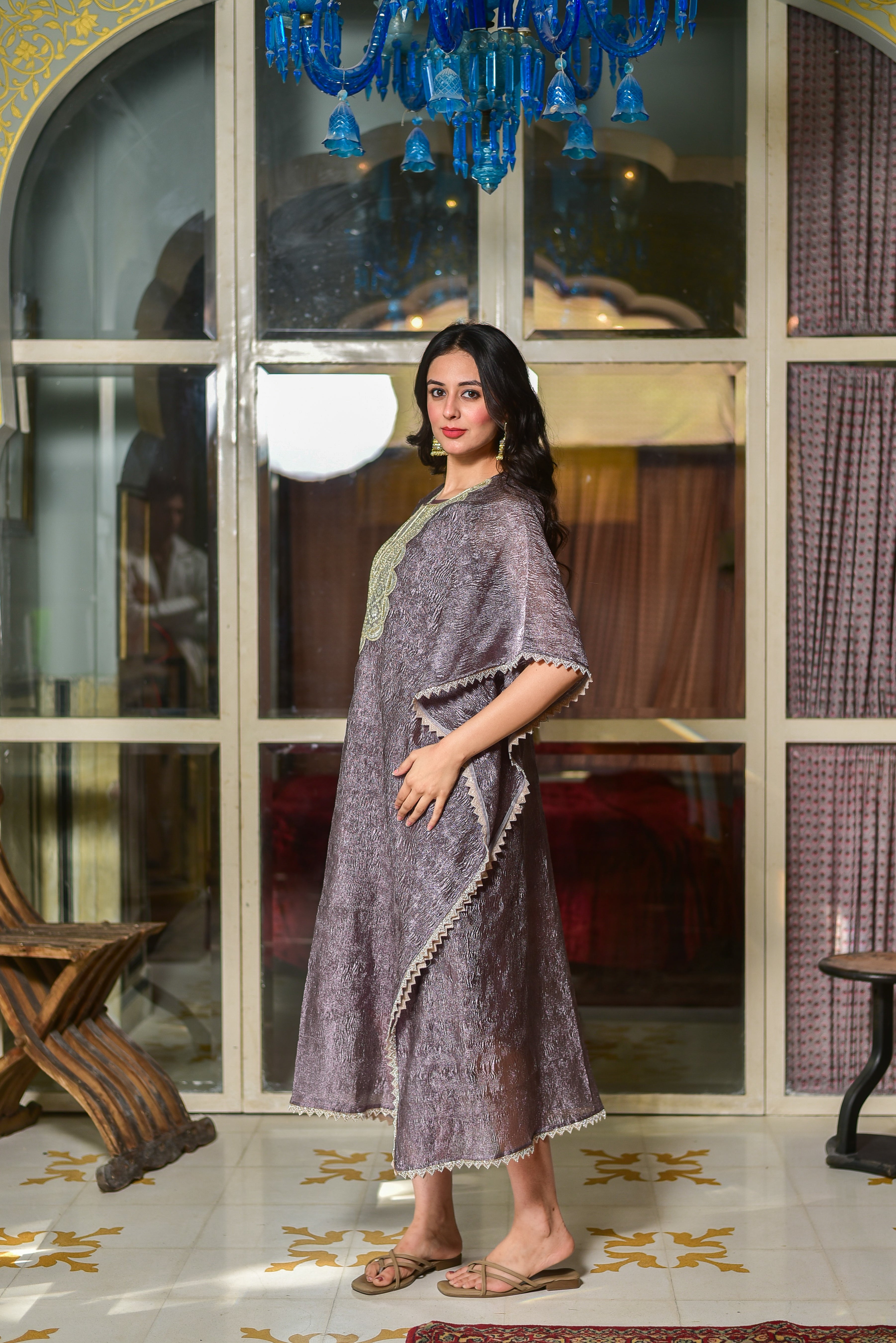 Lavender Luxe Embroidered Kaftan Dress