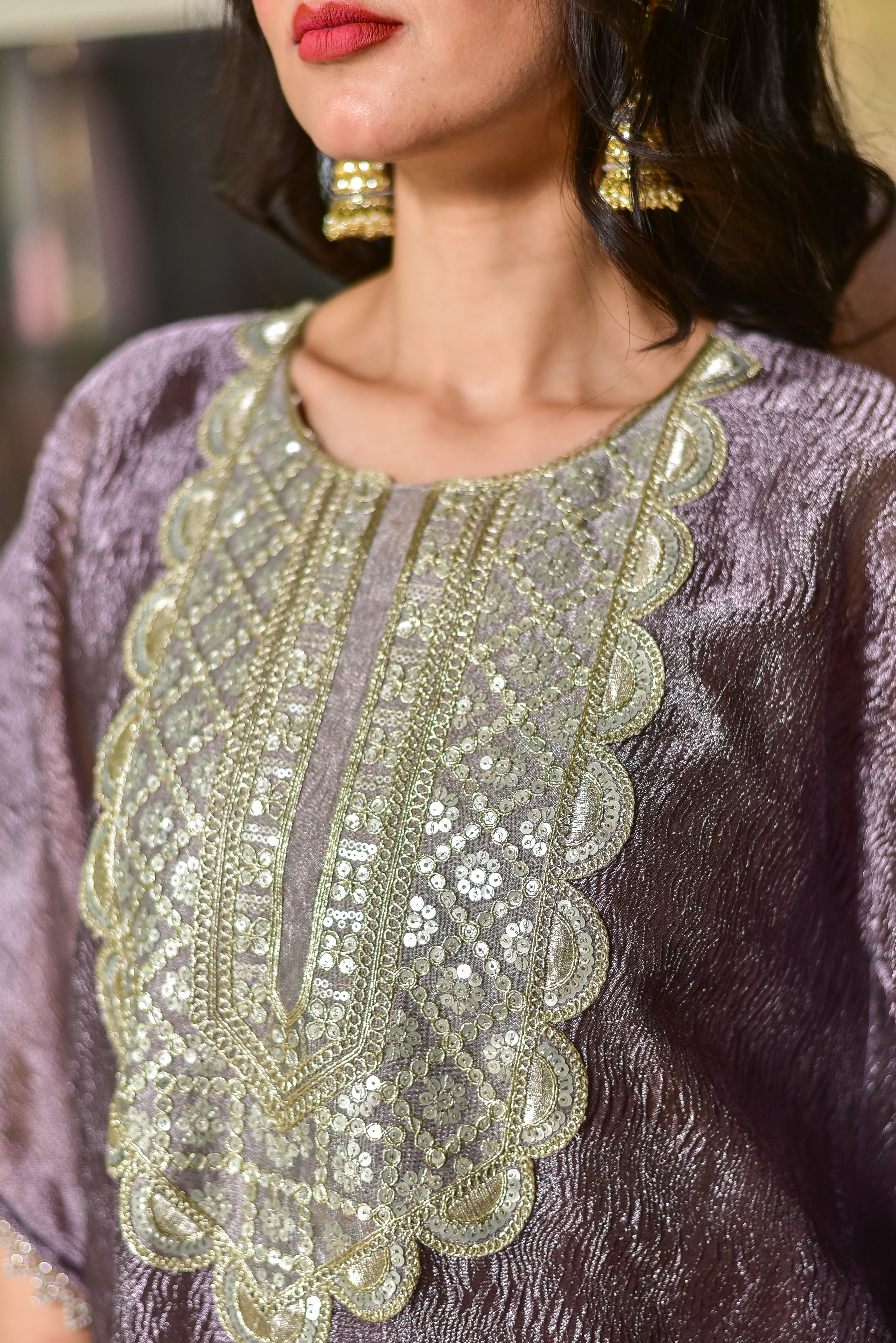 Lavender Luxe Embroidered Kaftan Dress