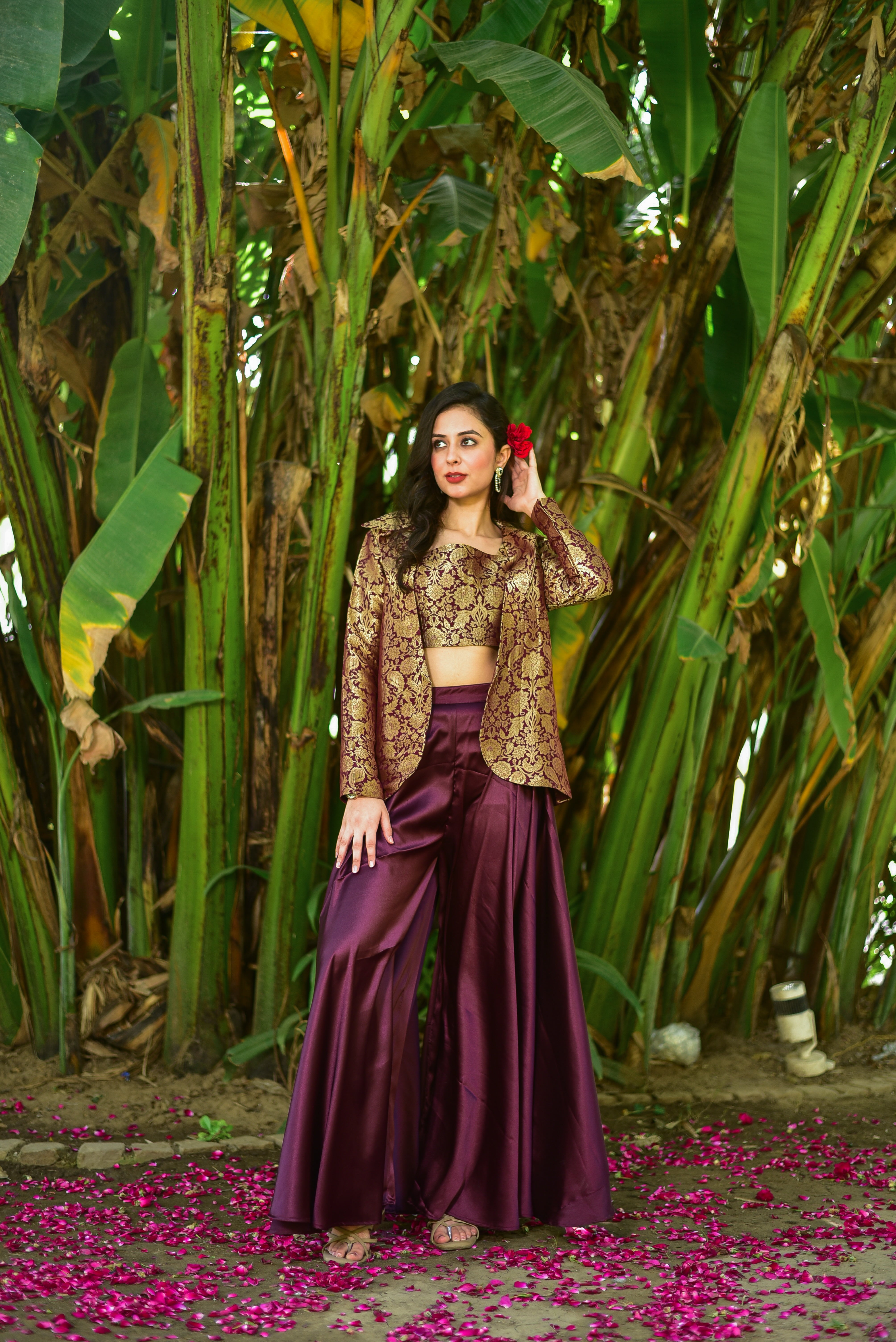 Plum Magic Brocade 3 Piece Set