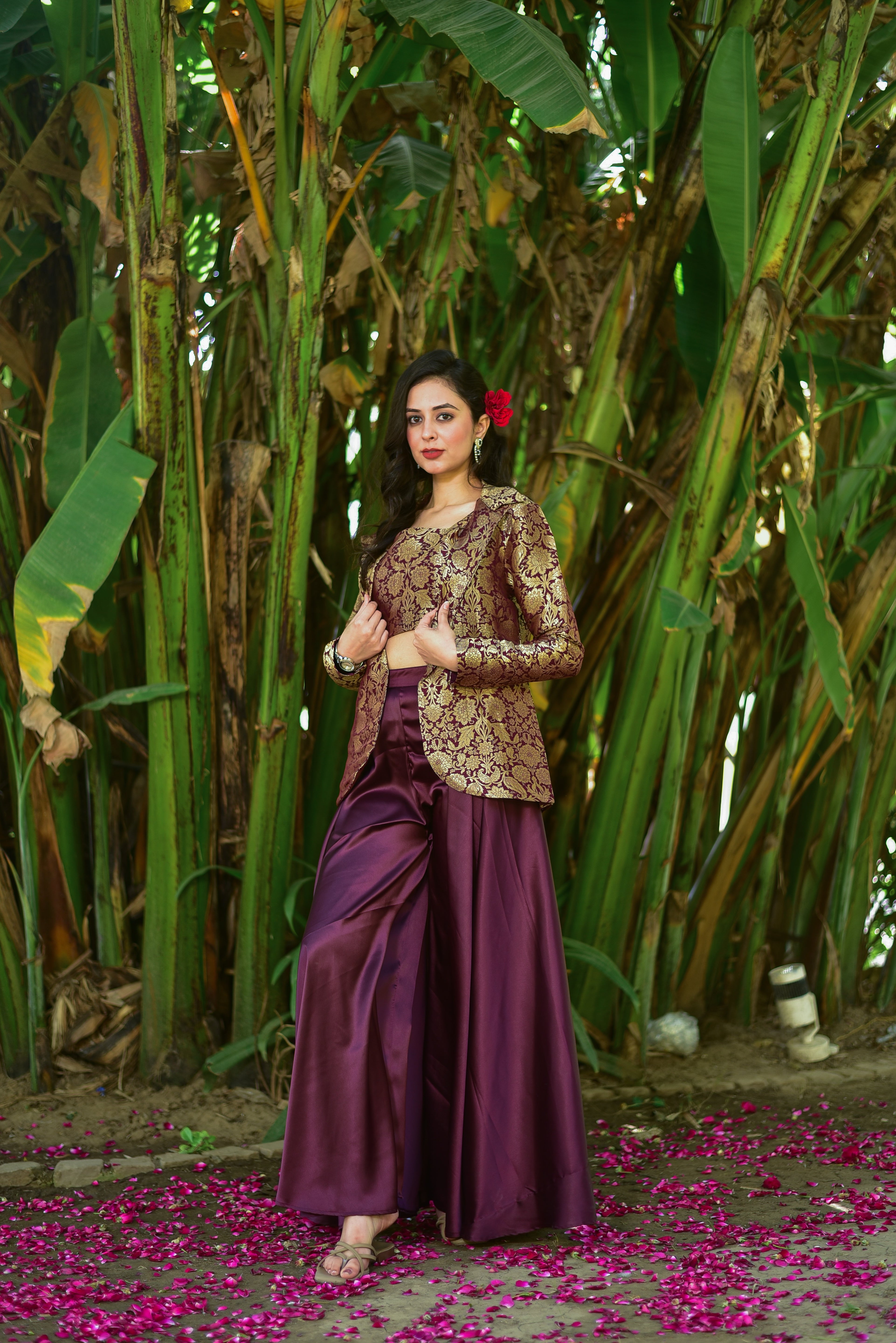 Plum Magic Brocade 3 Piece Set