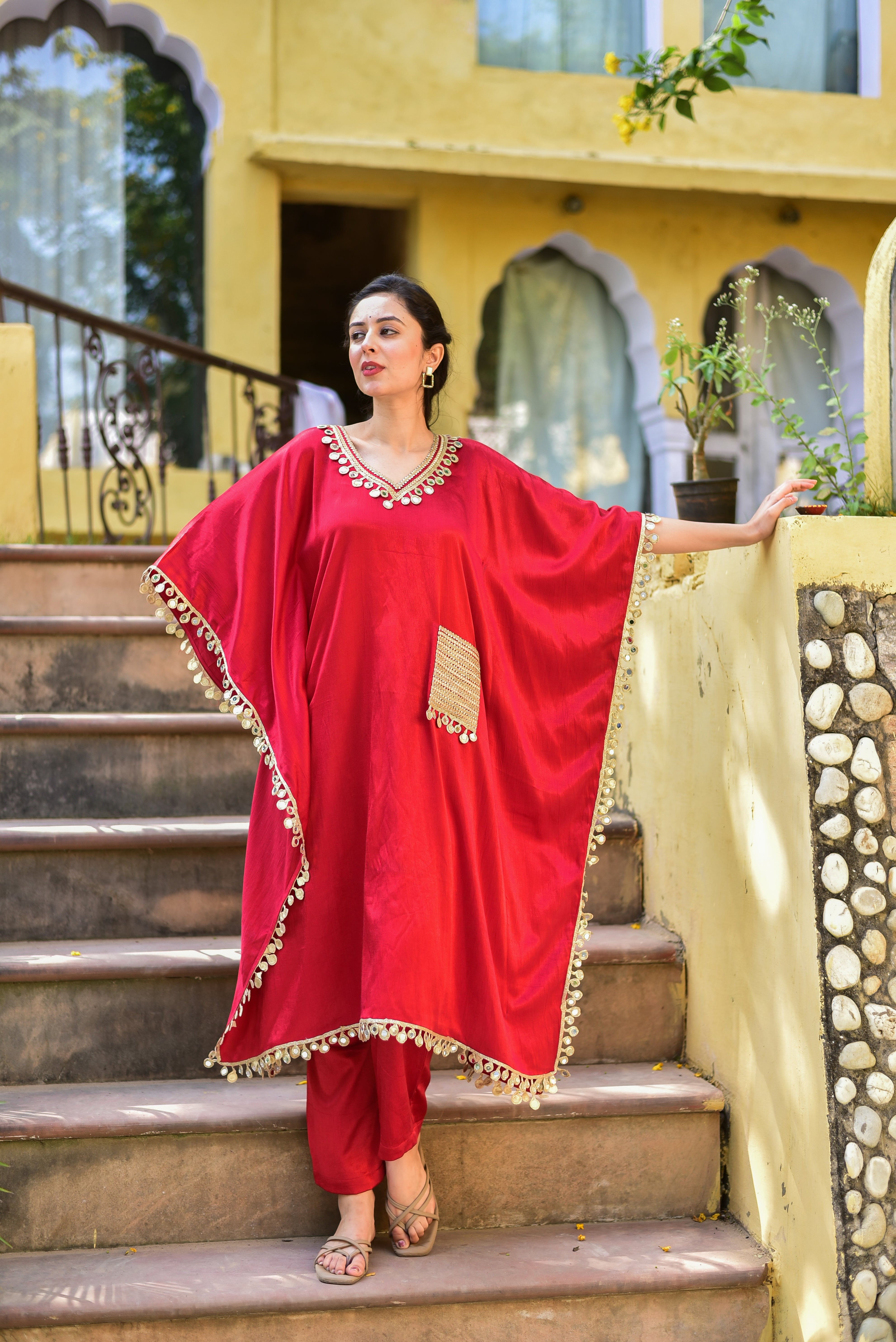 Chili Glaze Mirror Kaftan Set