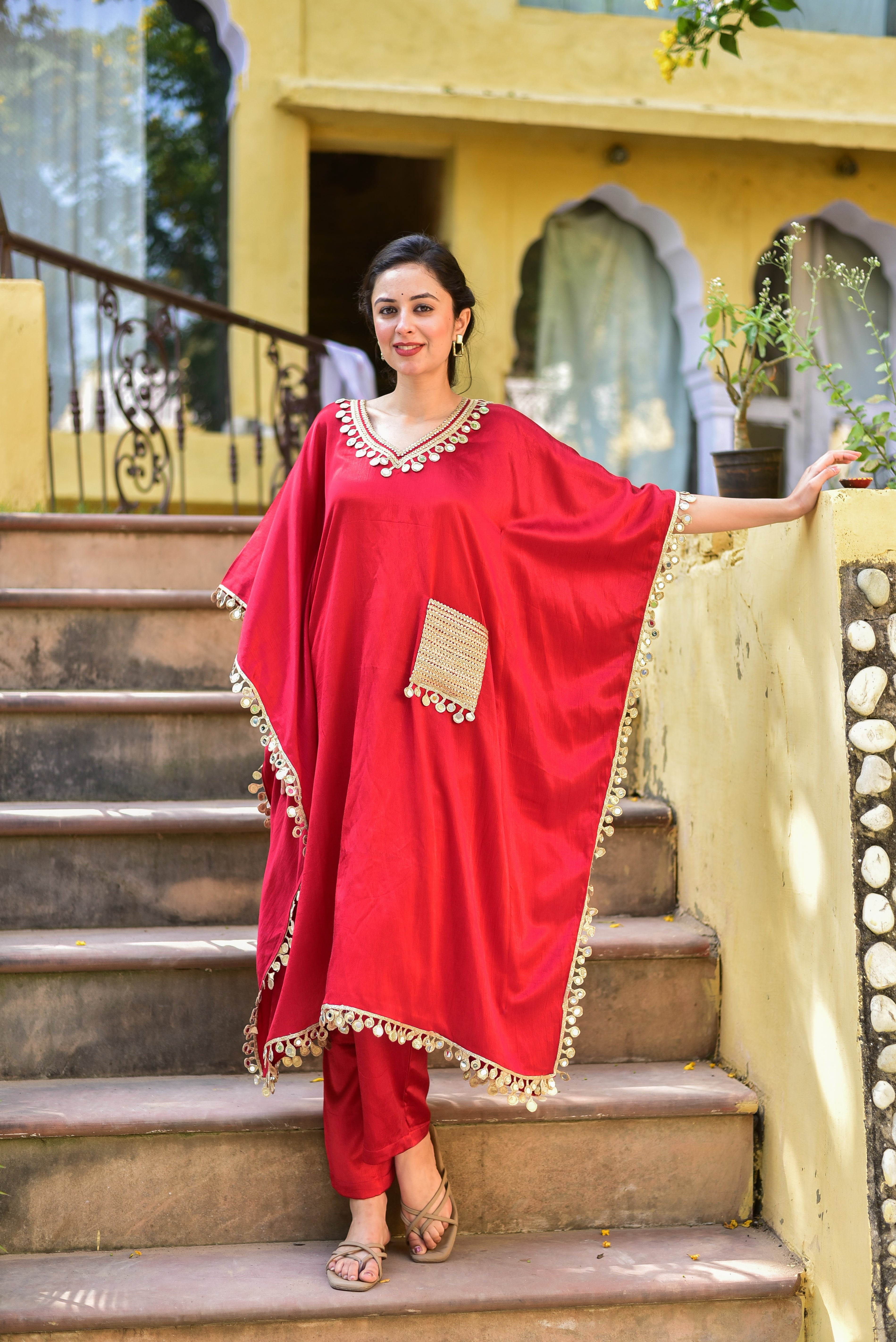 Chili Glaze Mirror Kaftan Set