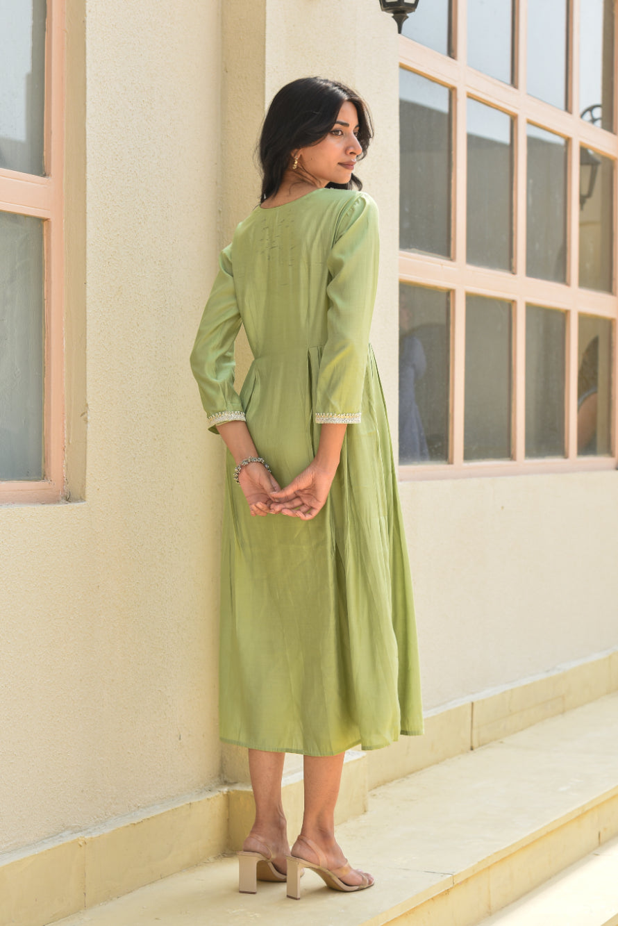 Tea Green A-line Dress