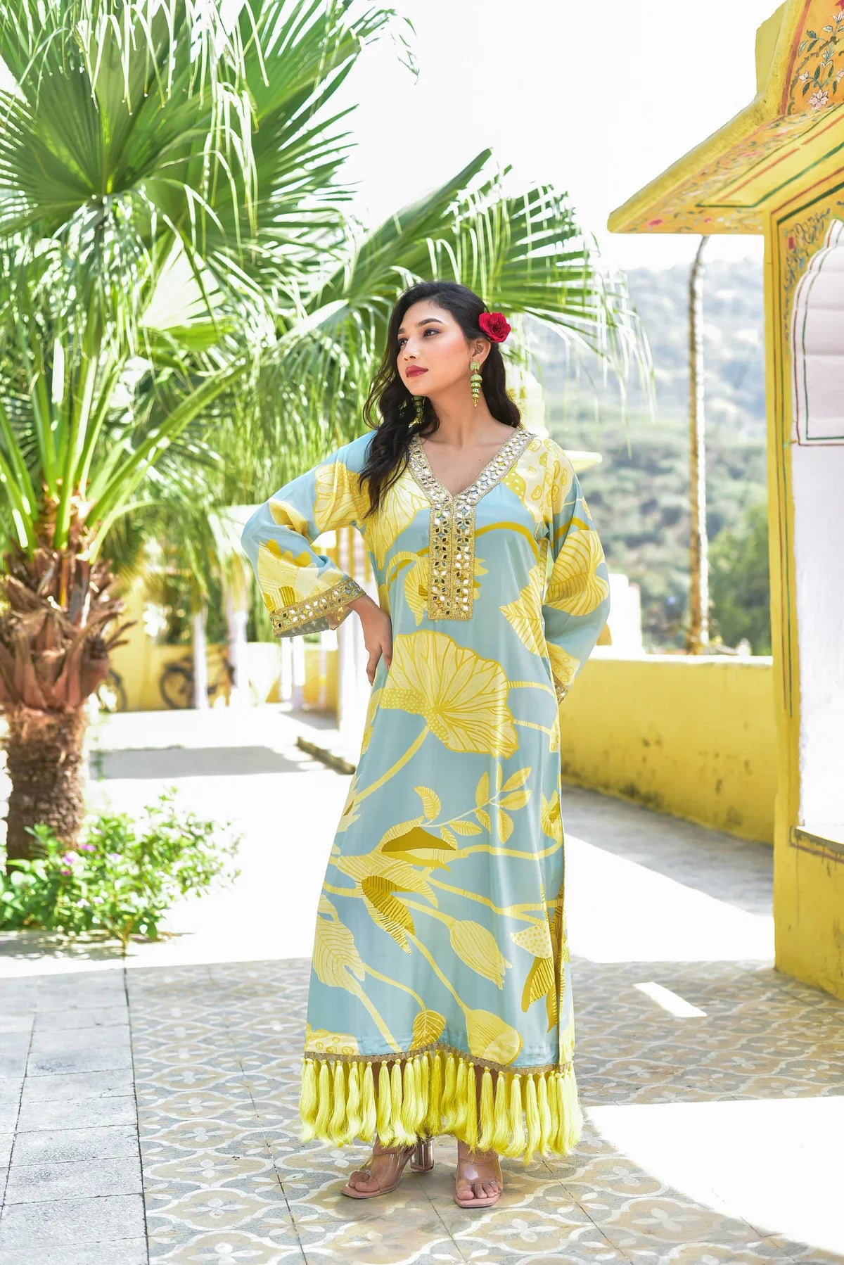 Lemon Gala Afghani Dress - Designer Dress