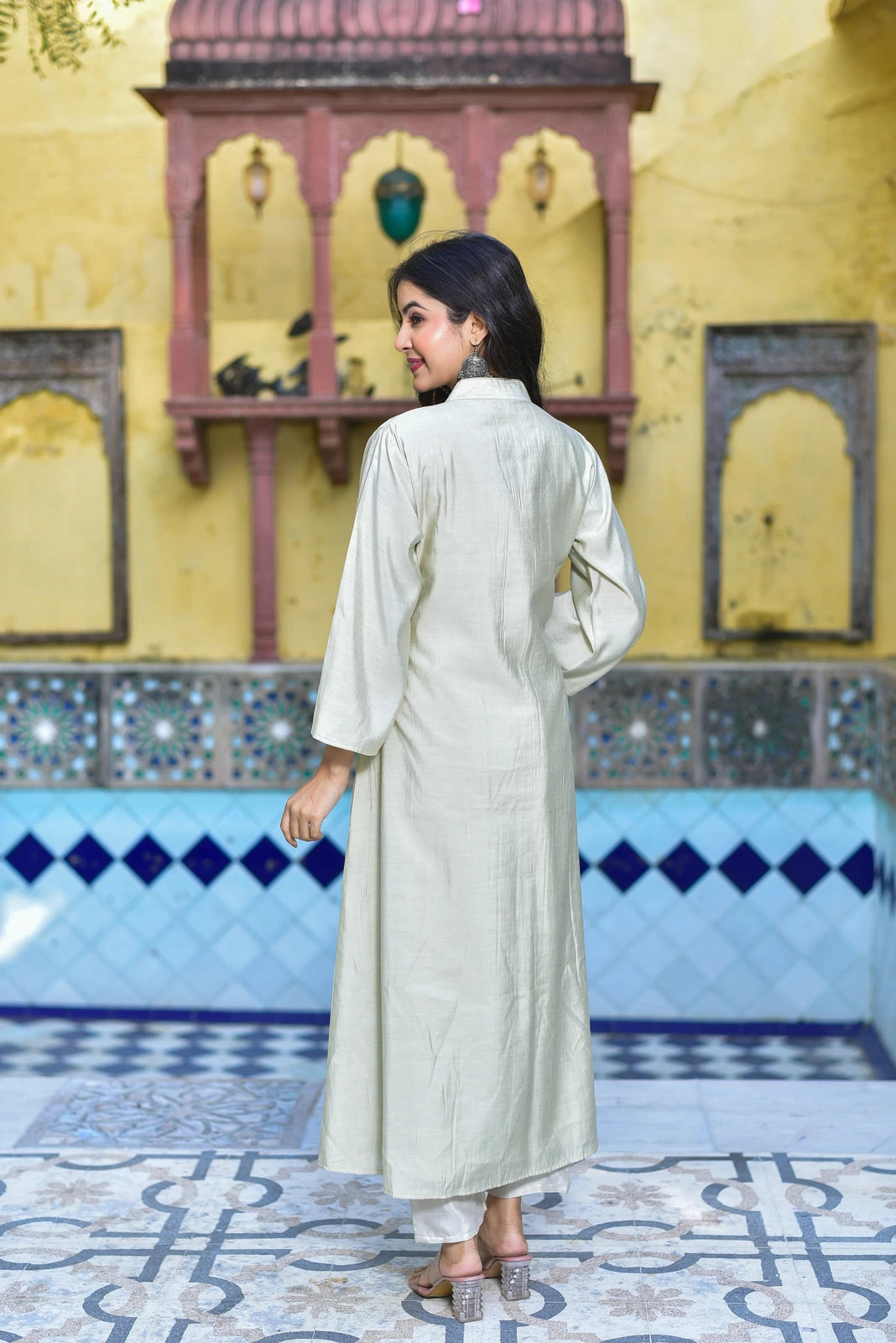 The Creamy Kaju Katli Pleated Kurta Set