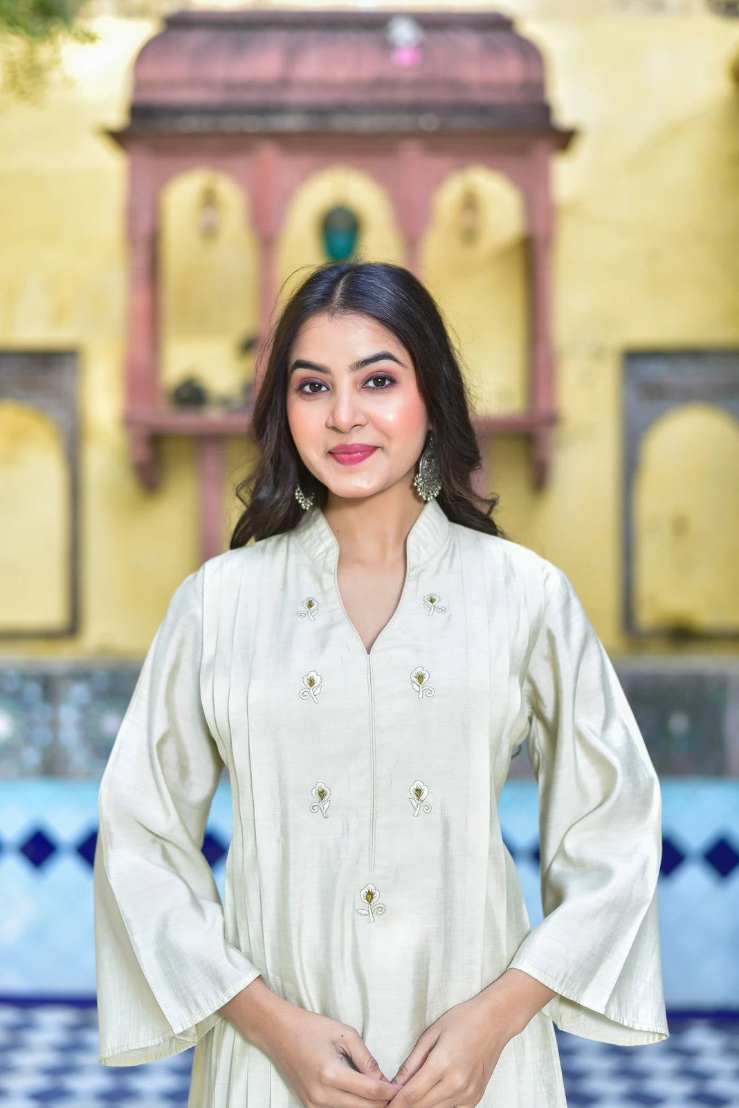 The Creamy Kaju Katli Pleated Kurta Set