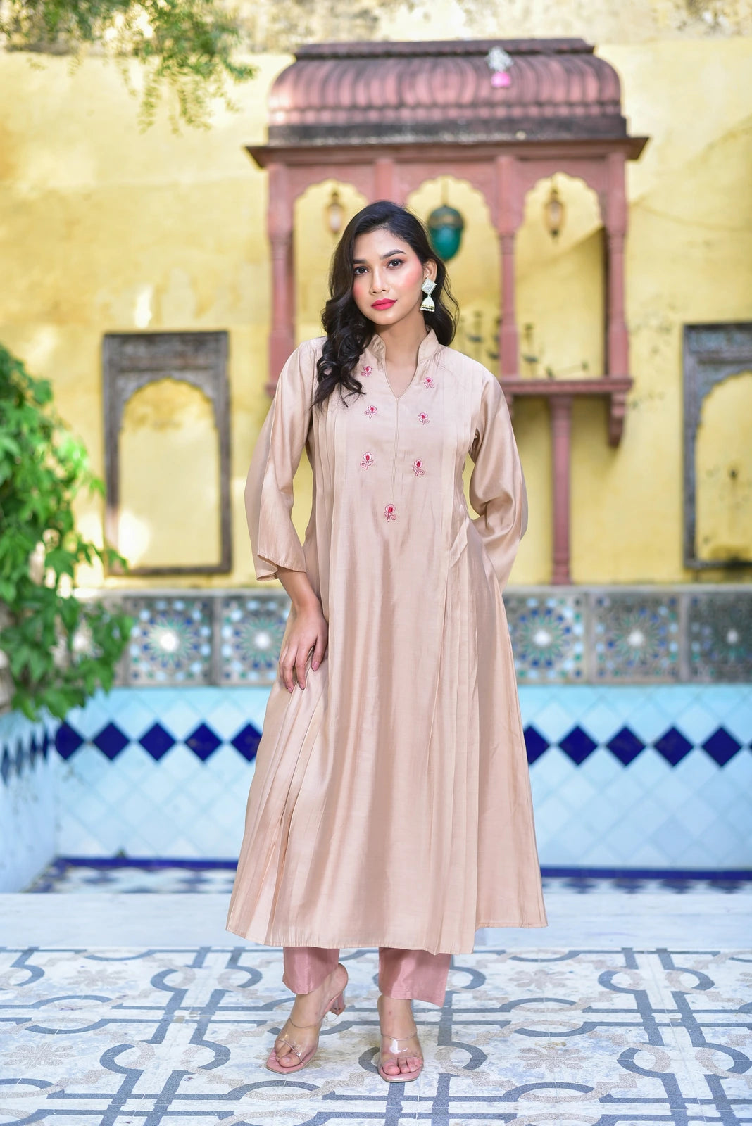 The Creamy Kaju Katli Pleated Kurta Set