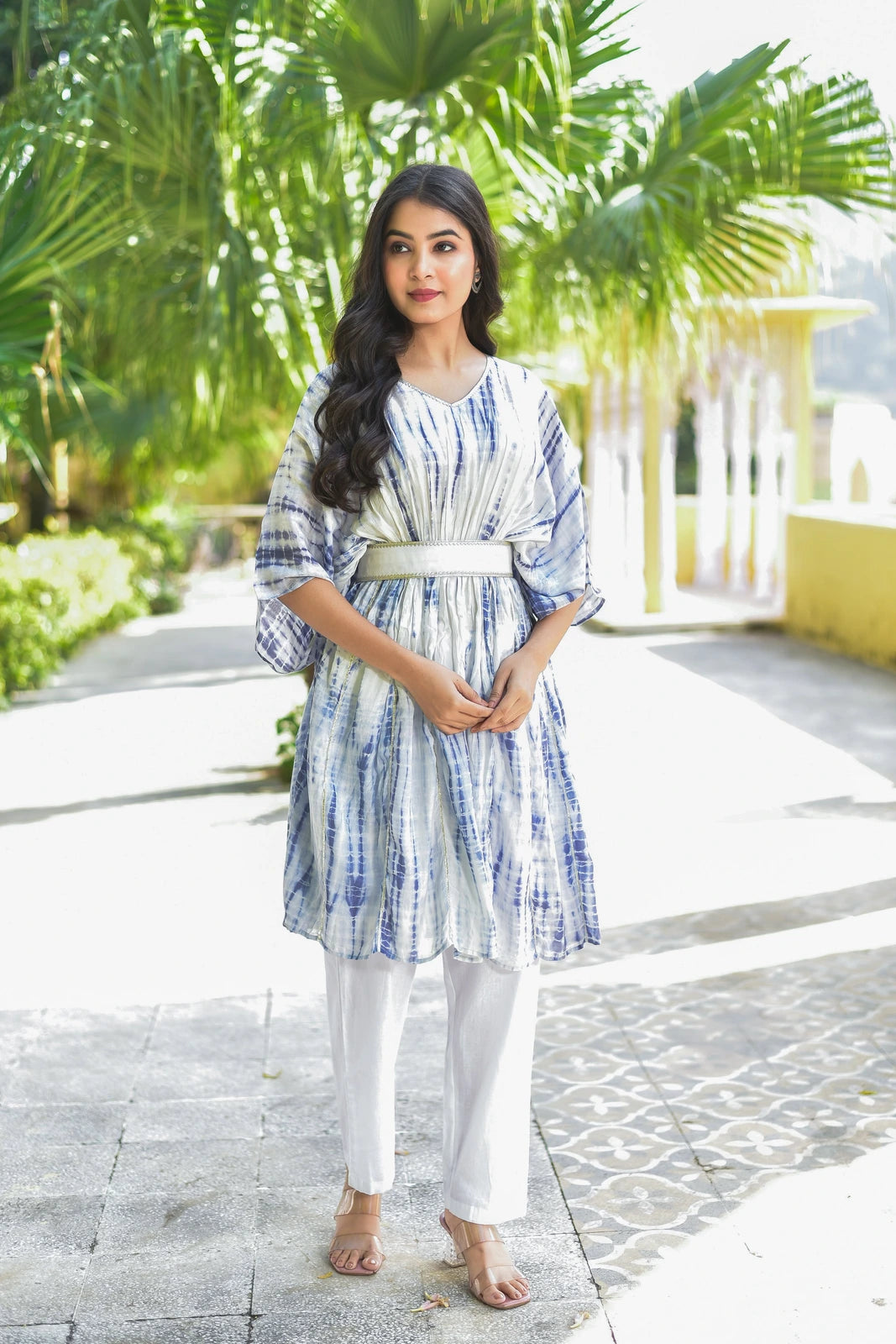 The Indigo Cloud Shibori Kaftan Set