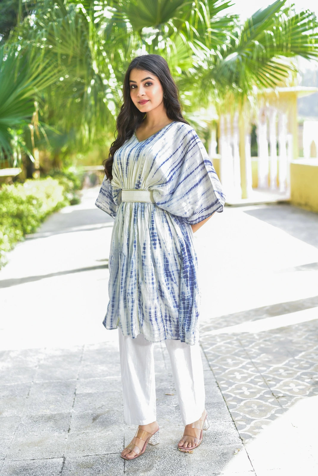 The Indigo Cloud Shibori Kaftan Set