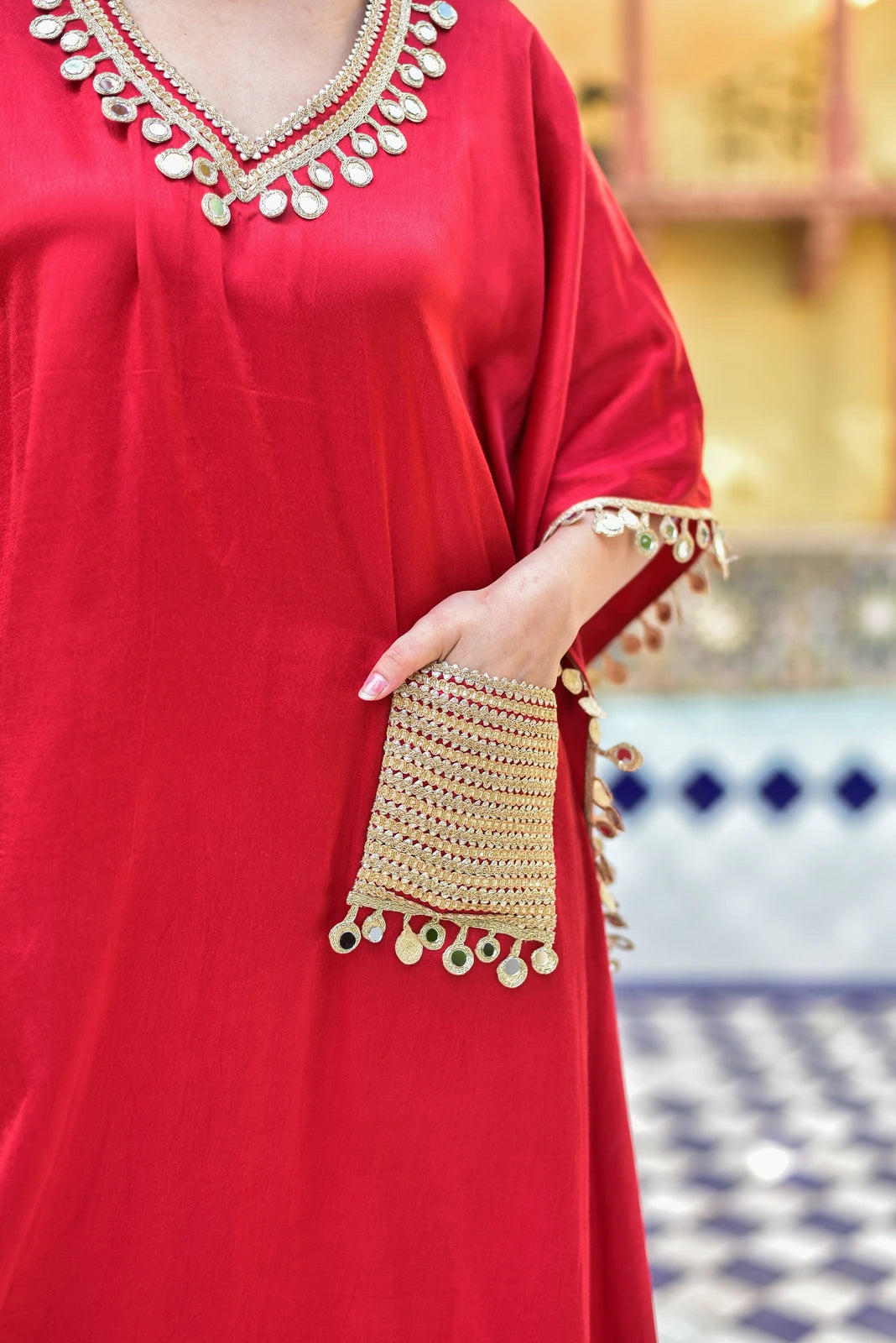 Chili Glaze Mirror Kaftan Set