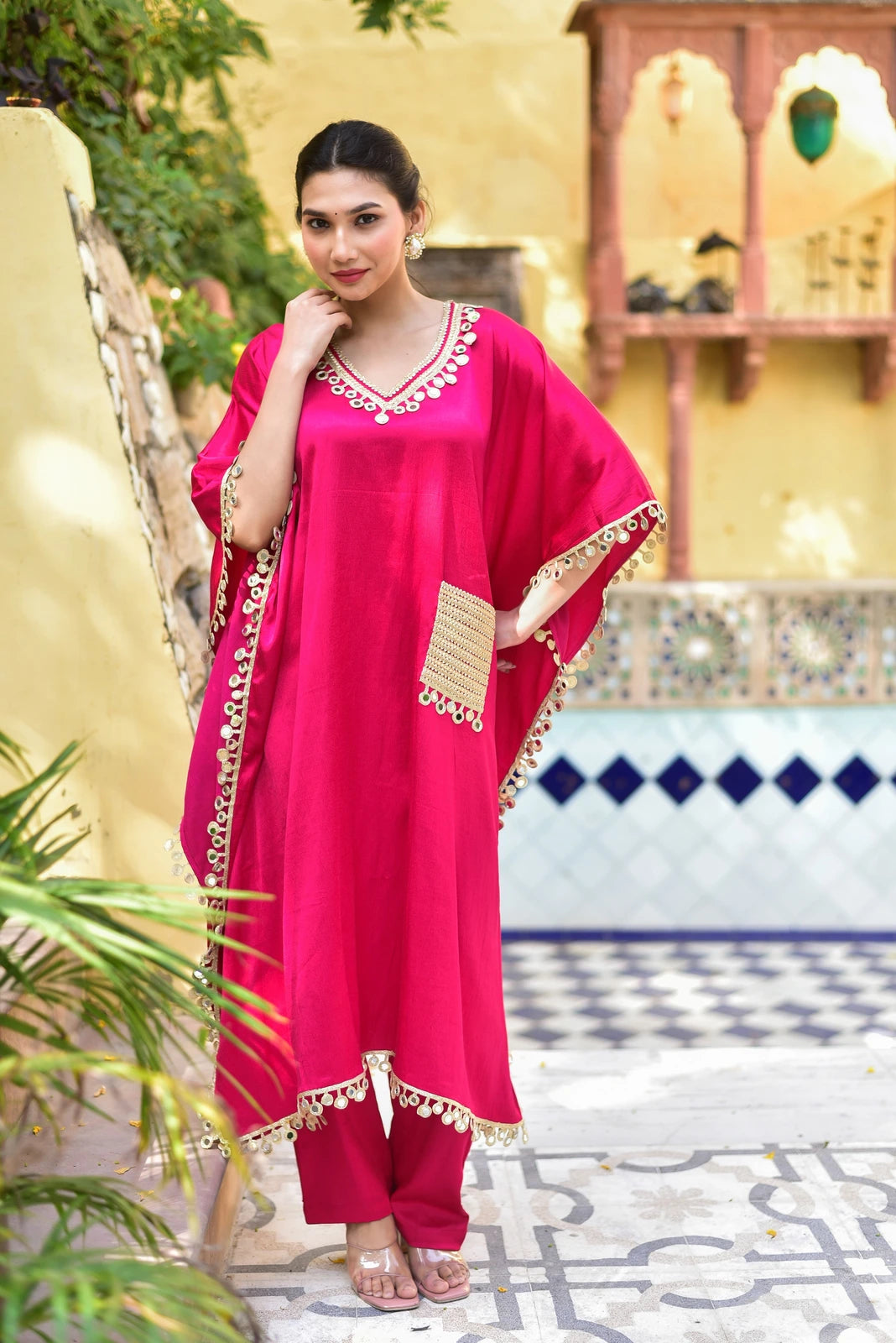 Chili Glaze Mirror Kaftan Set