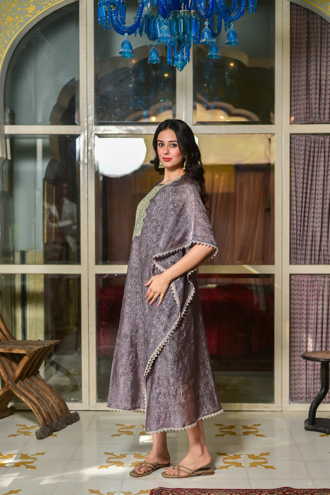 Lavender Luxe Embroidered Kaftan Dress