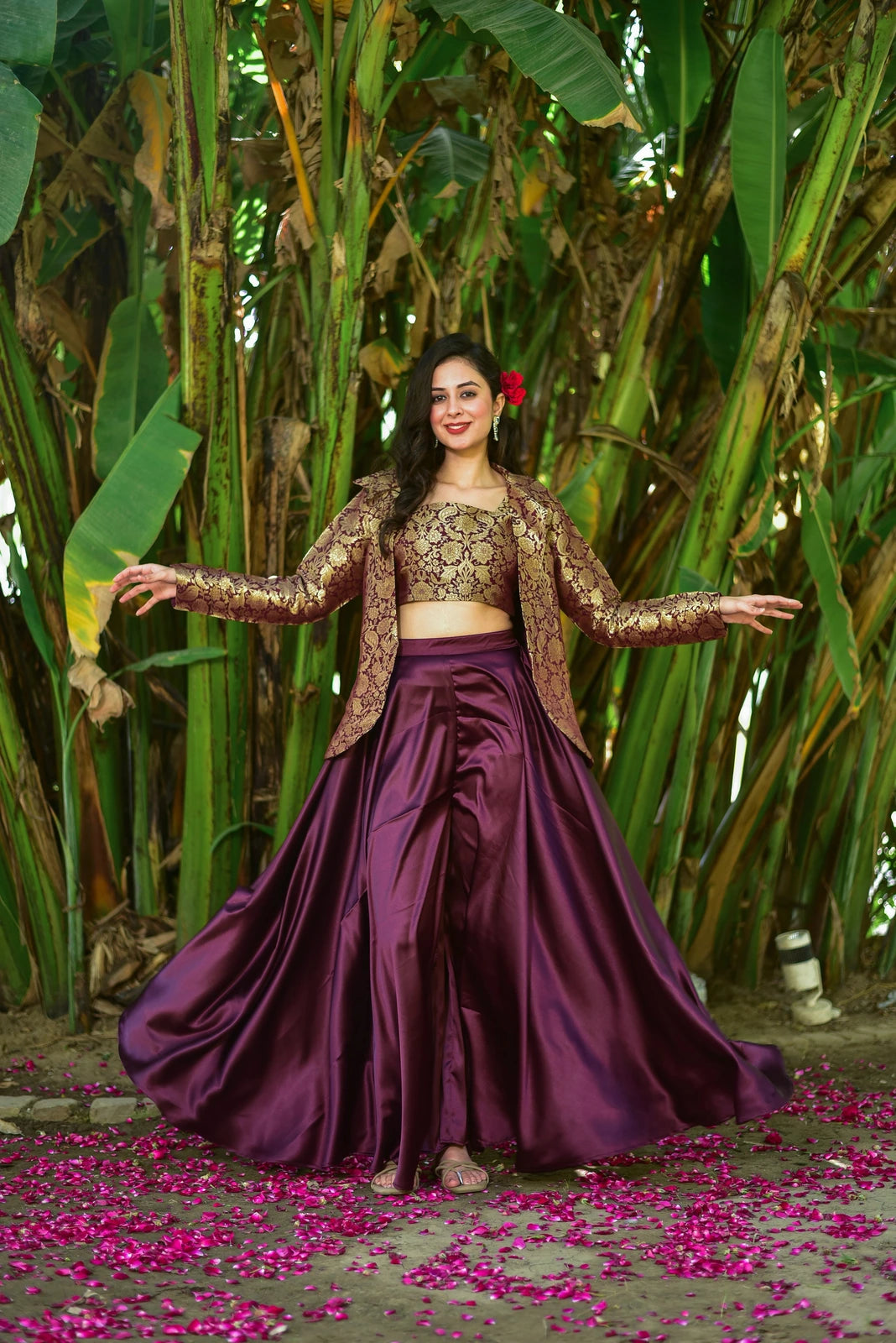 Plum Magic Brocade 3 Piece Set