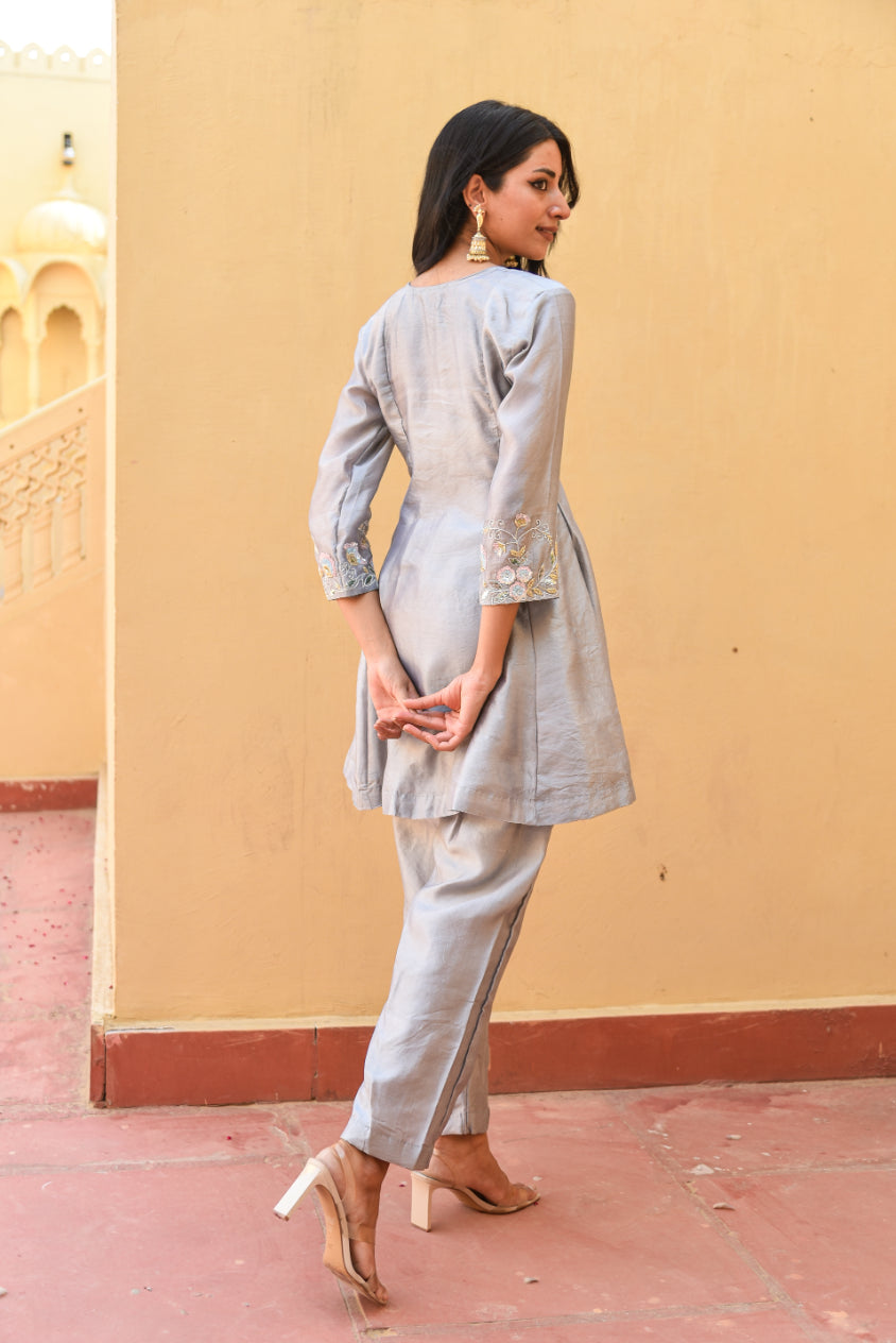 Grey Heavy Embroidery Co-Ord Set