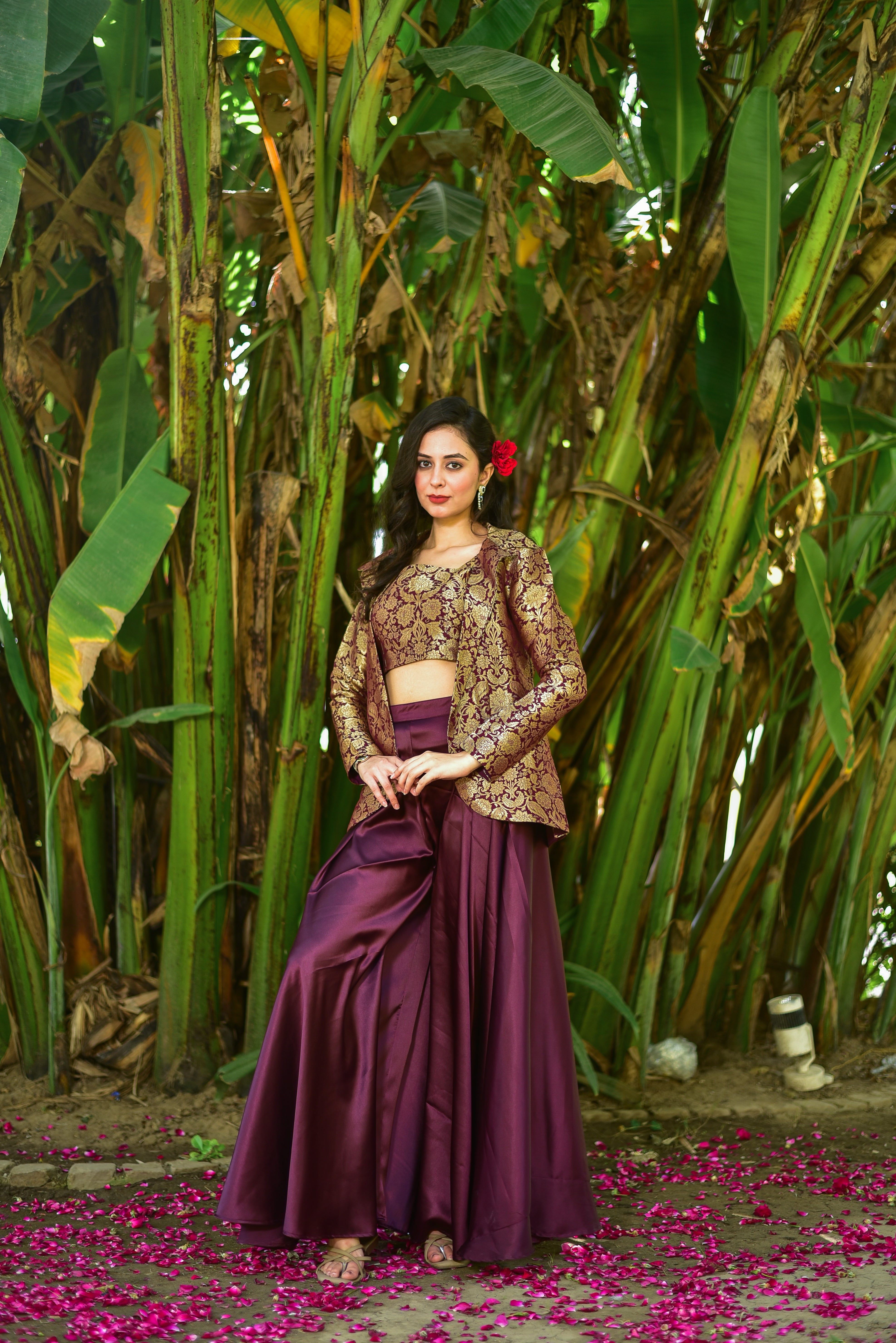 Plum Magic Brocade 3 Piece Set