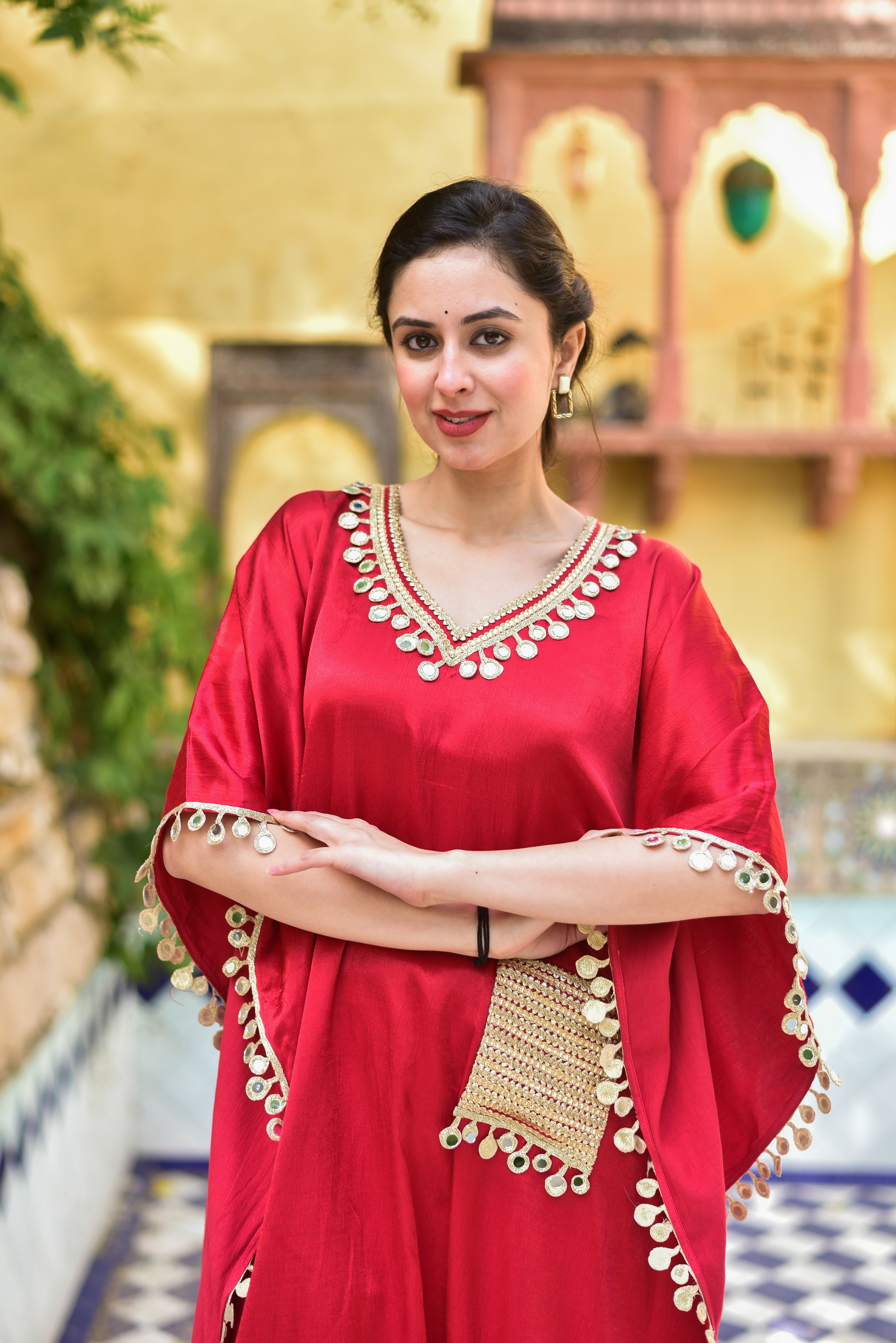 Chili Glaze Mirror Kaftan Set