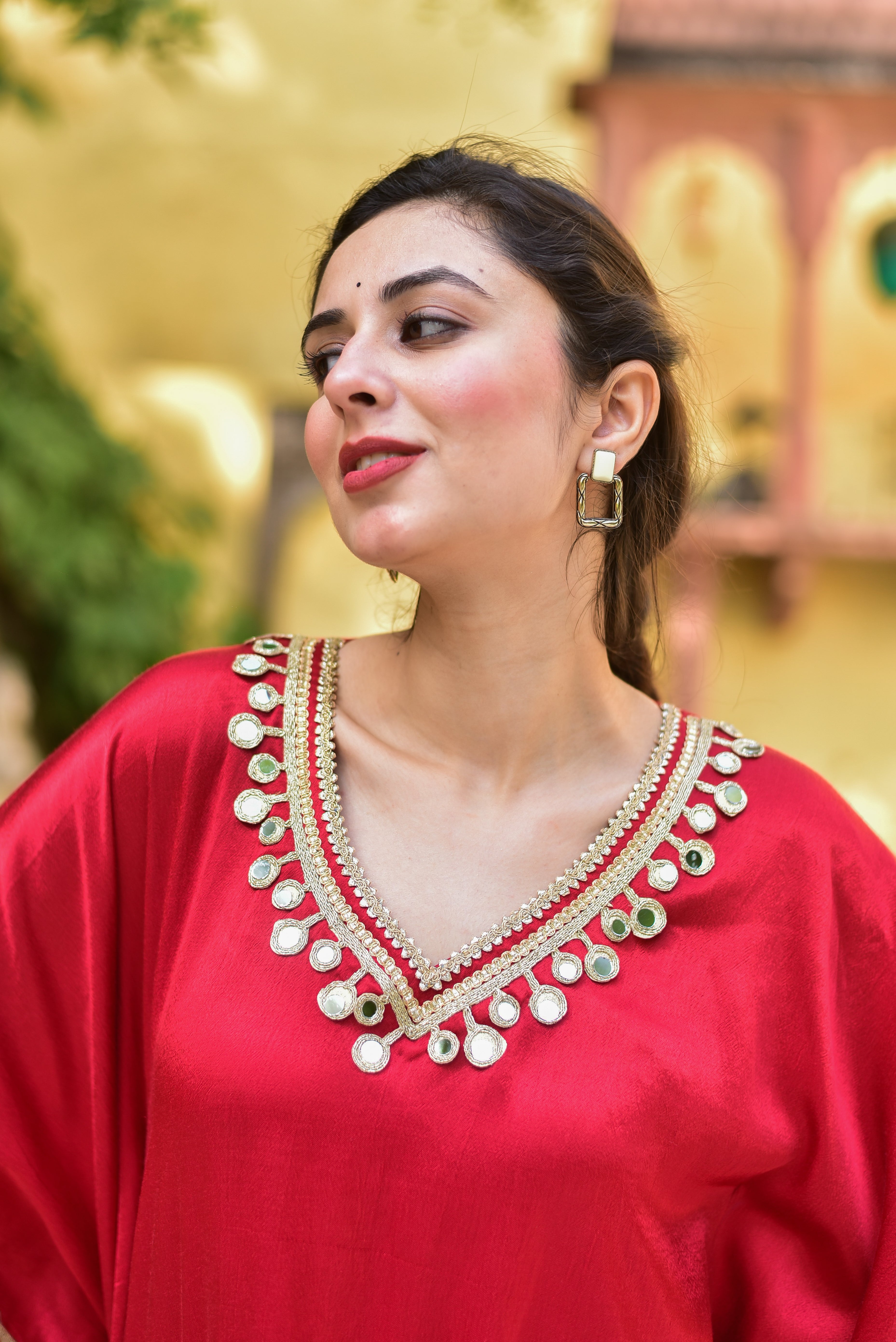 Chili Glaze Mirror Kaftan Set