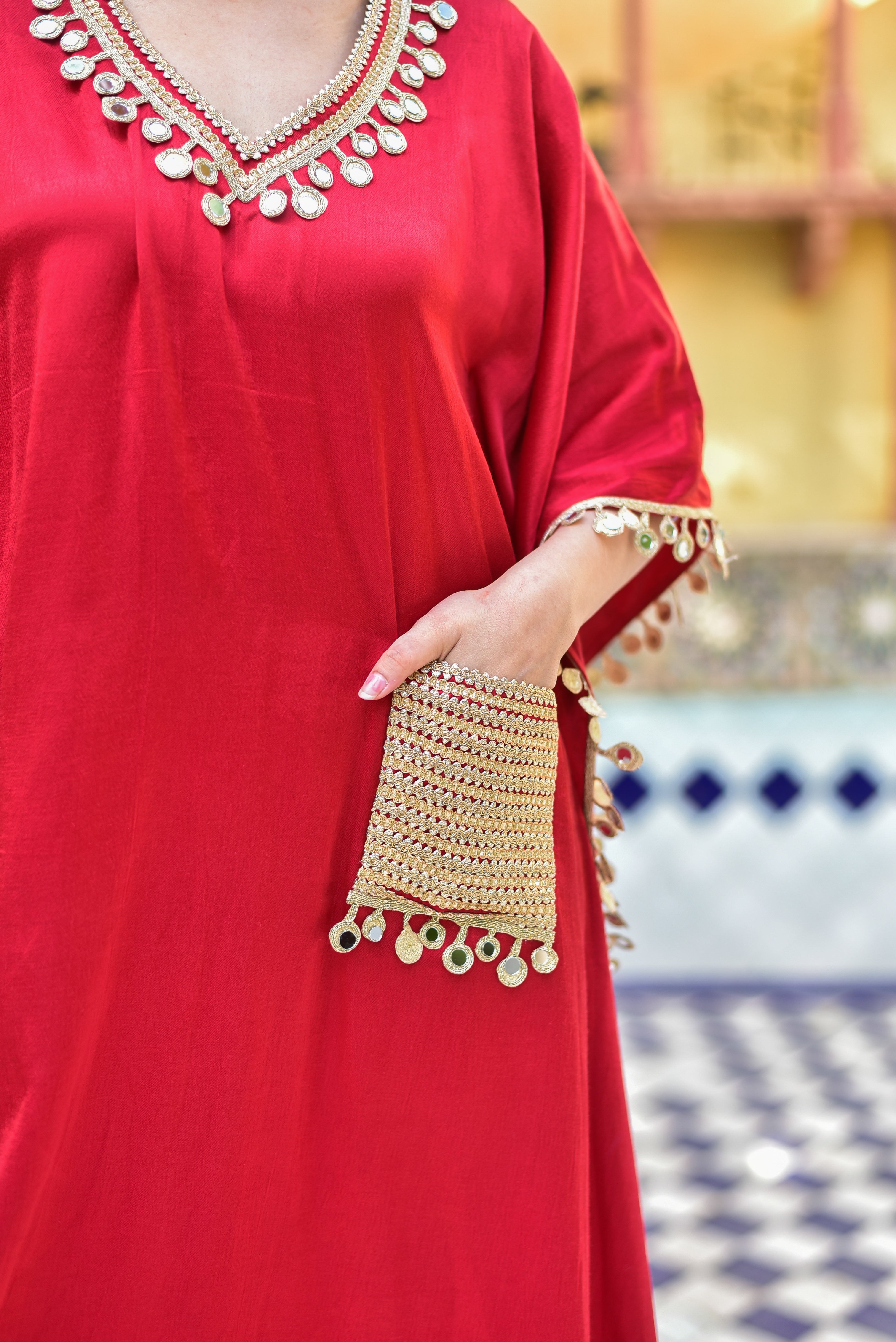 Chili Glaze Mirror Kaftan Set