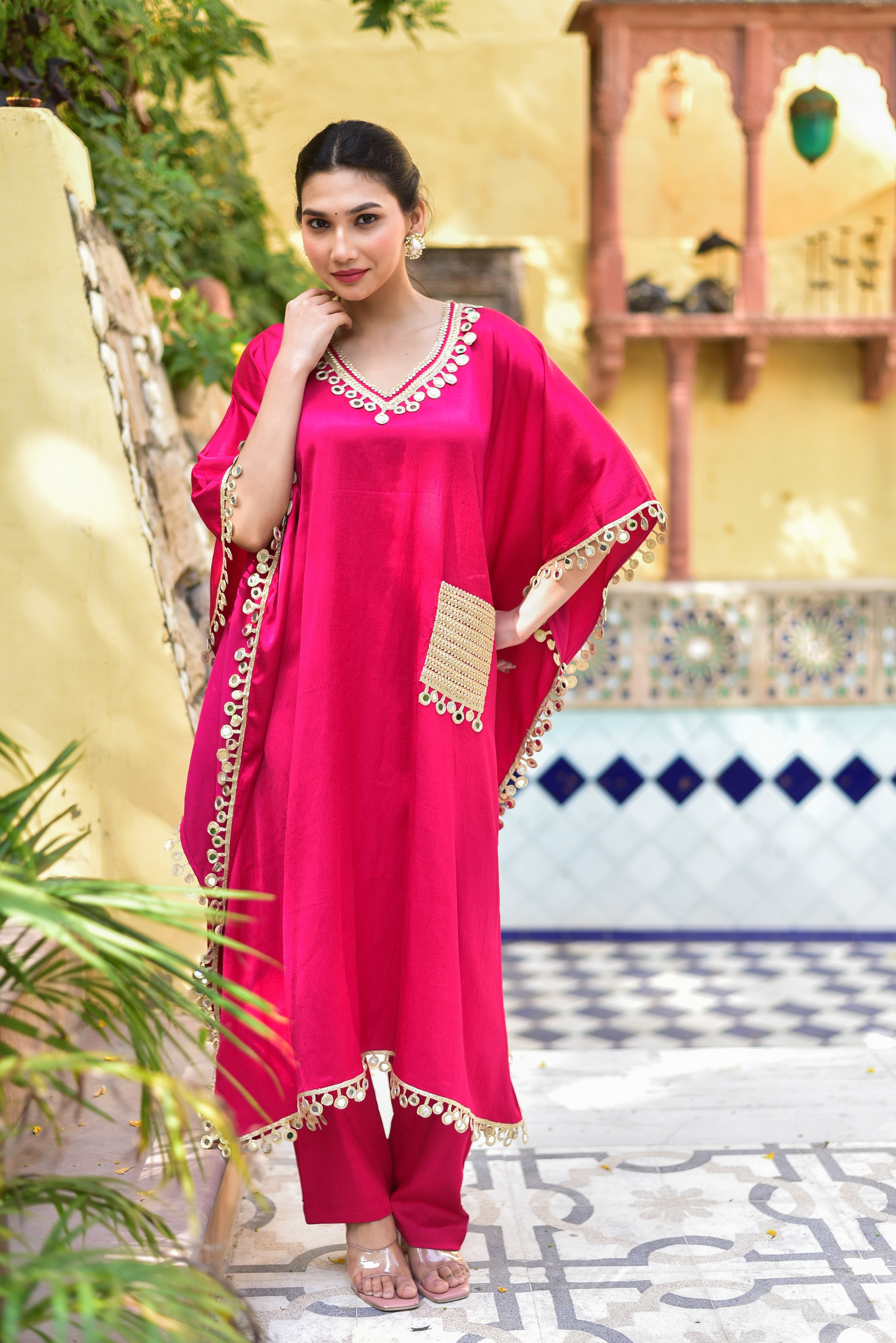 Chili Glaze Mirror Kaftan Set