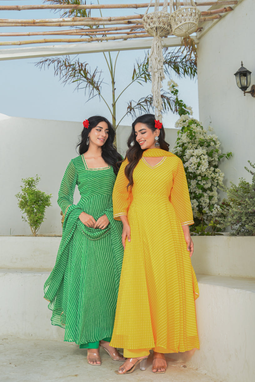 Yellow Mothada Anarkali Set