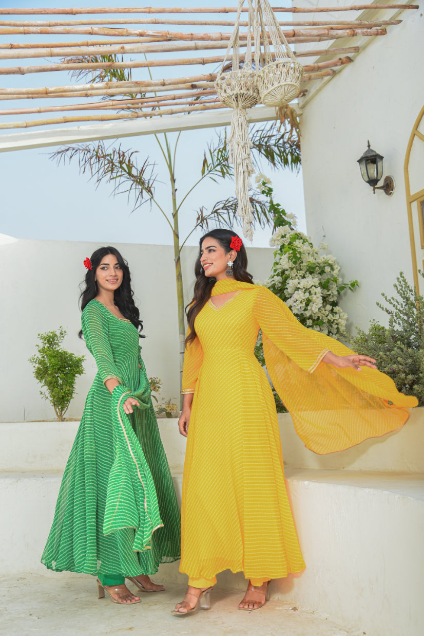 Yellow Mothada Anarkali Set