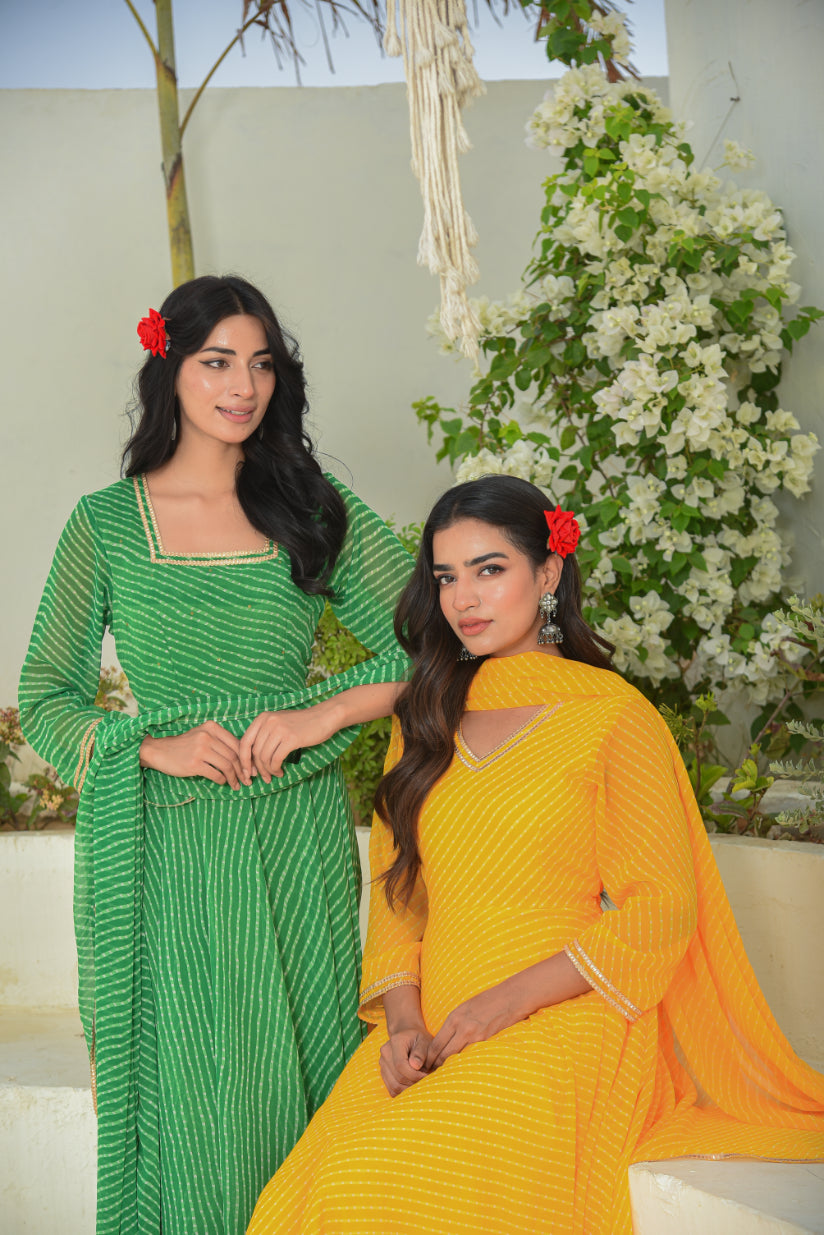 Yellow Mothada Anarkali Set