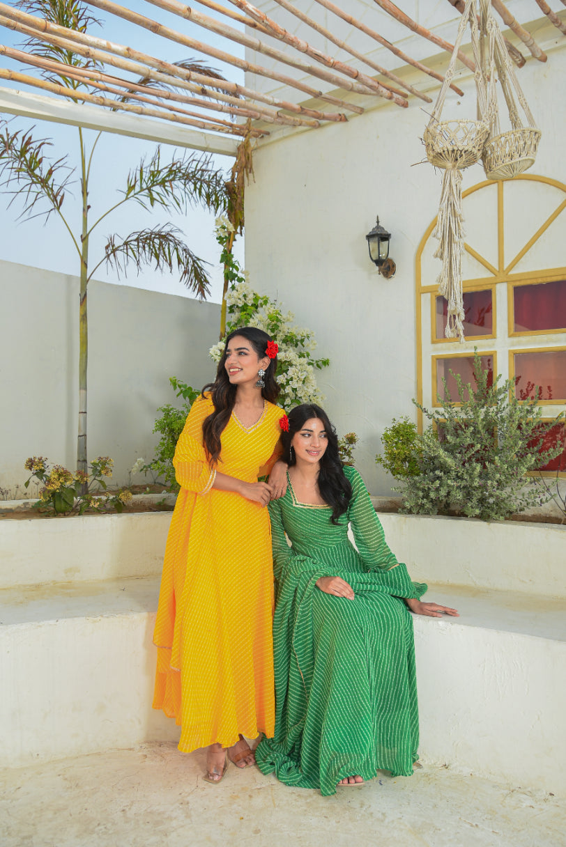 Yellow Mothada Anarkali Set