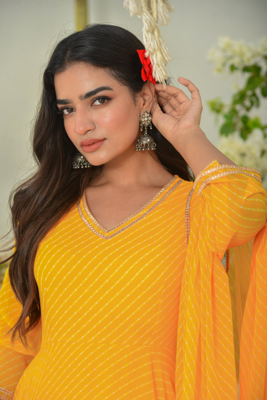 Yellow Mothada Anarkali Set