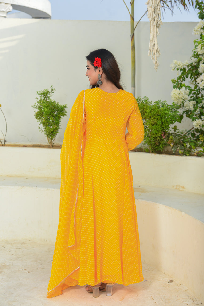 Yellow Mothada Anarkali Set