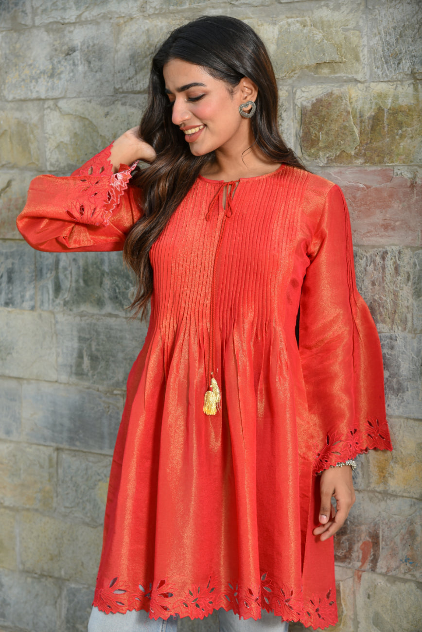 Red Cut Work Kurti