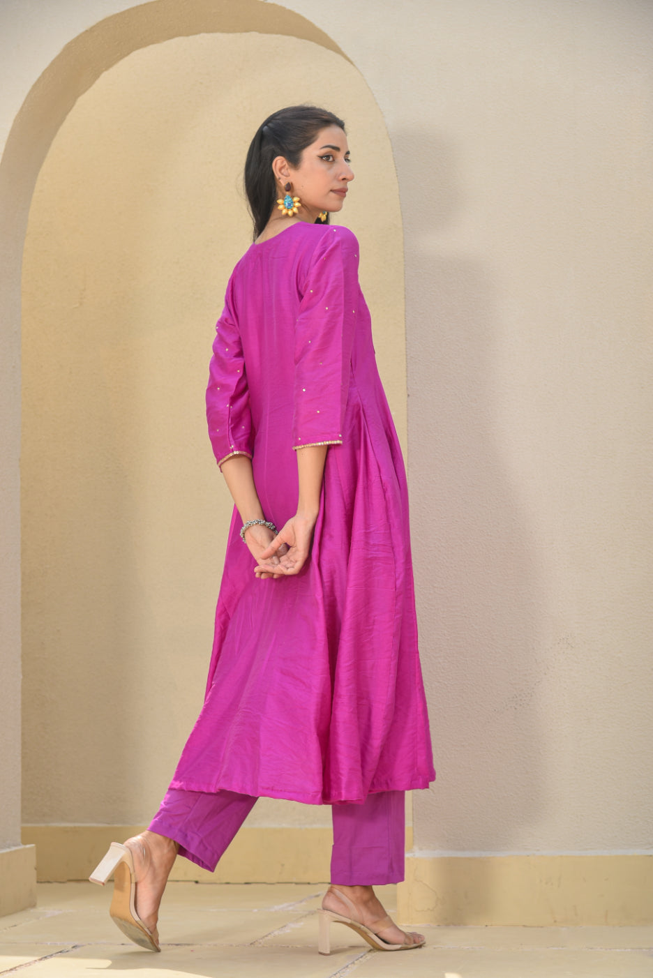 Orchid Mukesh Work A-Line Kurta Set