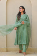 Fern Green Mukesh Work A-line Kurta Set