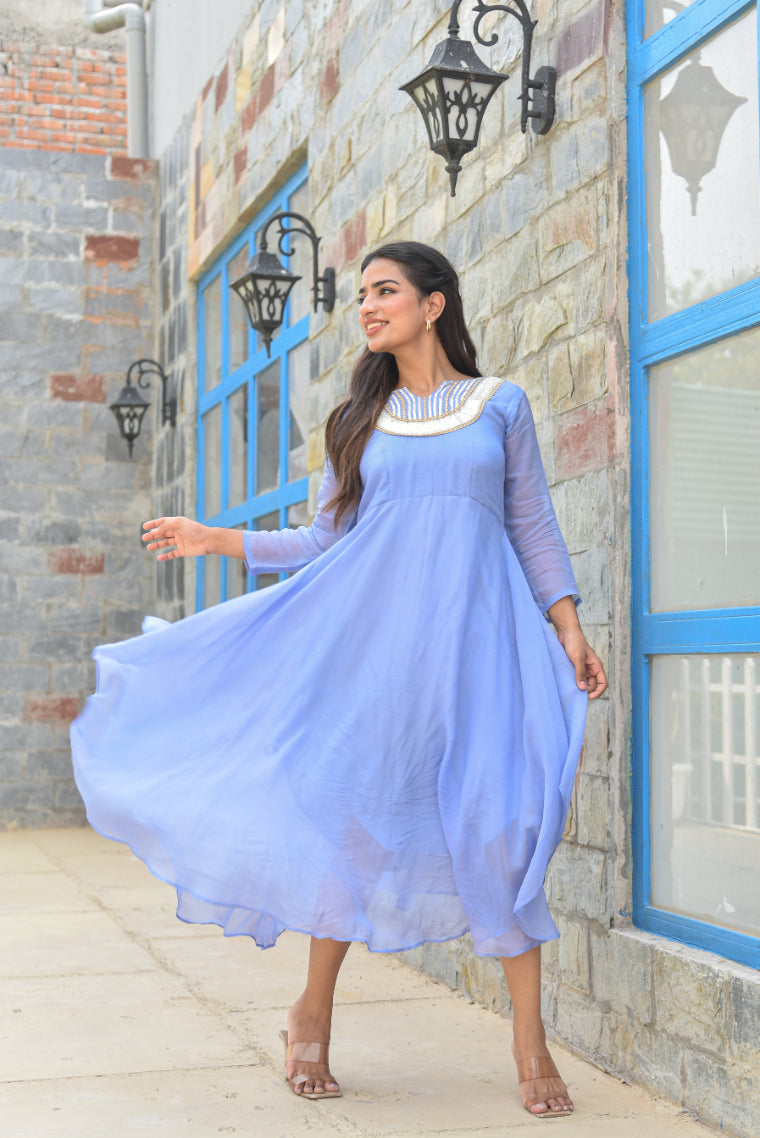 Baby Blue Asymmetrical Dress