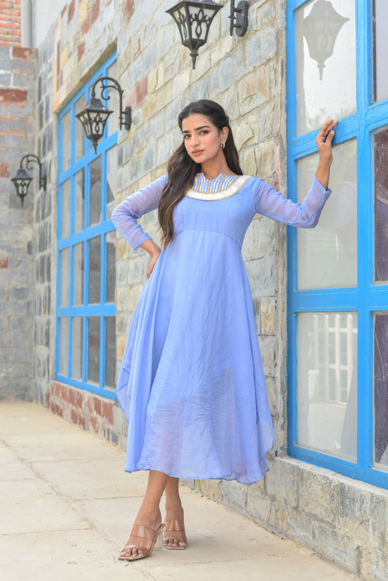 Baby Blue Asymmetrical Dress