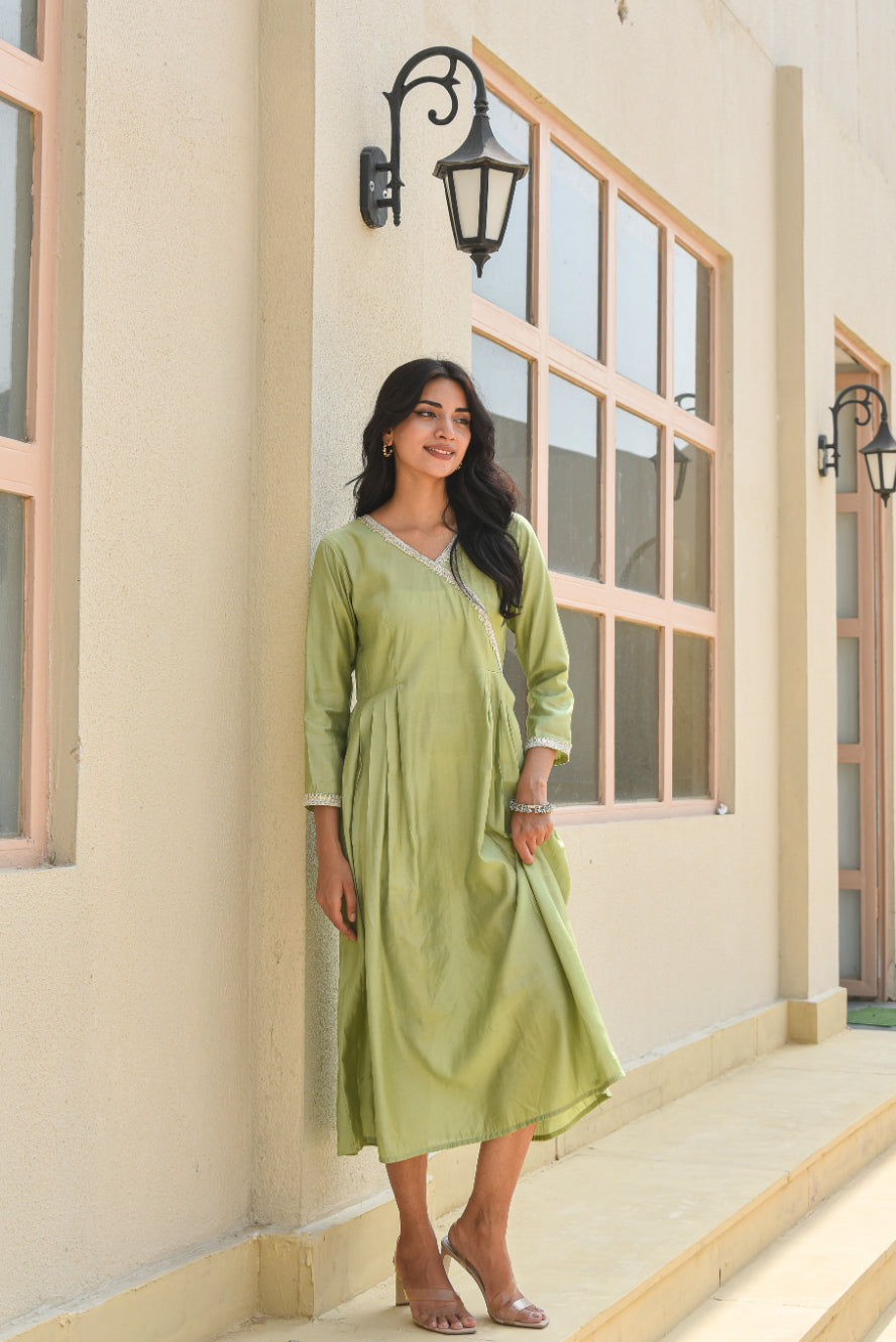 Tea Green A-line Dress