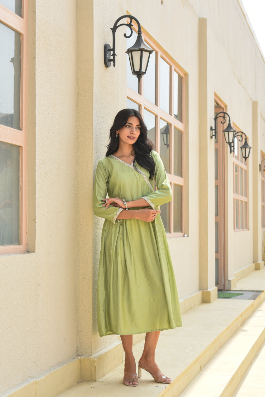 Tea Green A-line Dress