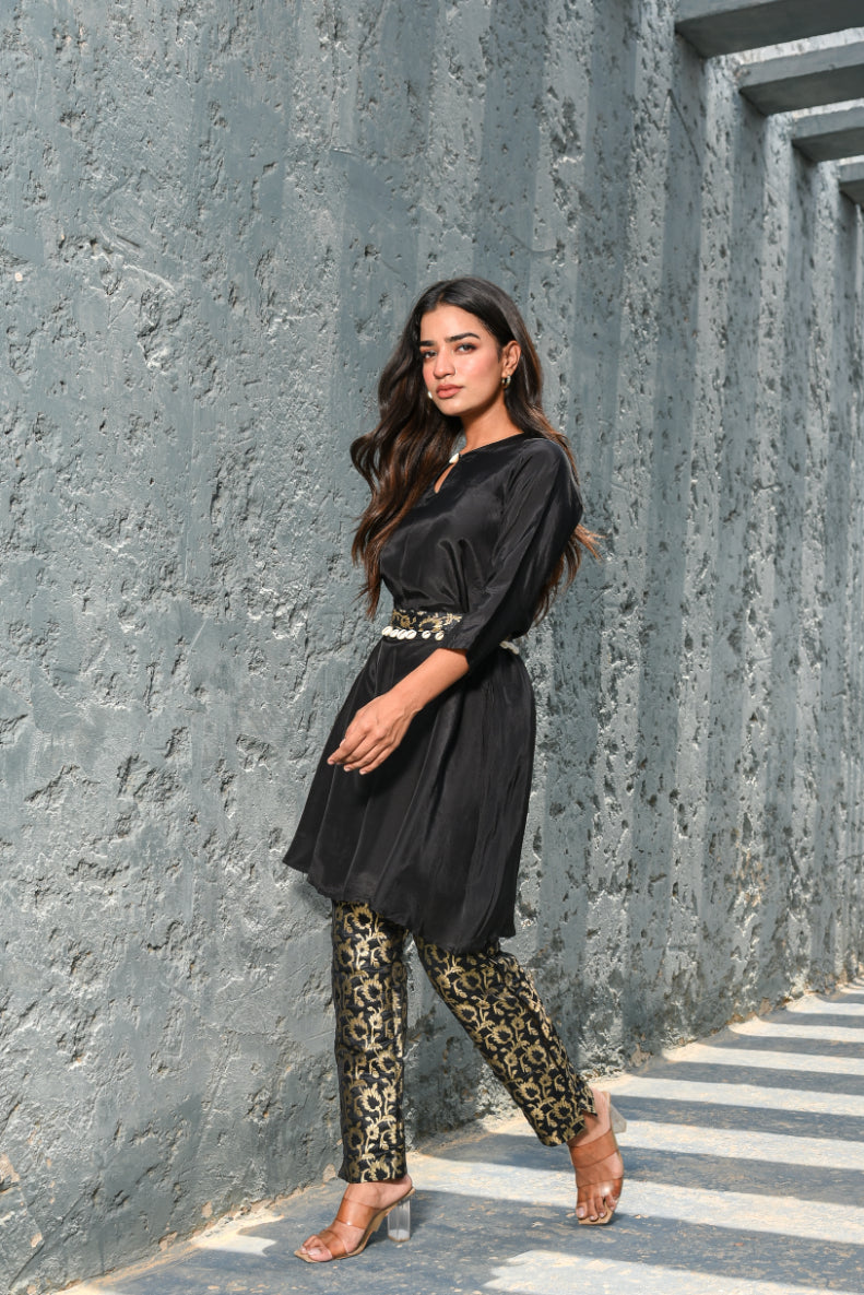 Kohl Black Brocade Co-Ord Set