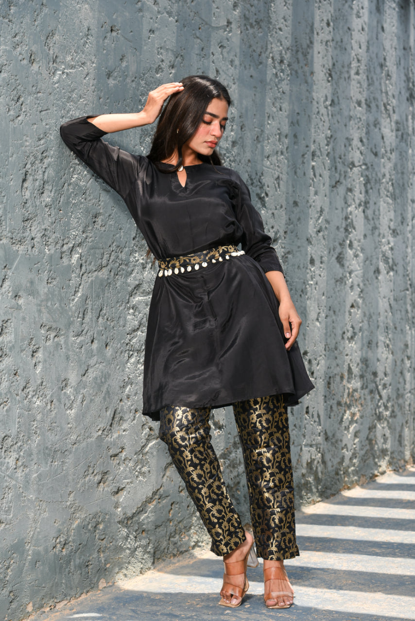 Kohl Black Brocade Co-Ord Set