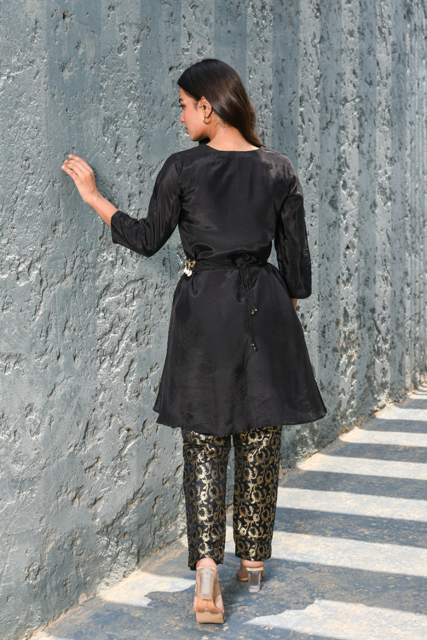 Kohl Black Brocade Co-Ord Set