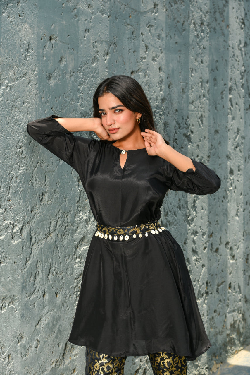Kohl Black Brocade Co-Ord Set