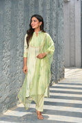 Green Shibori Kurta Set