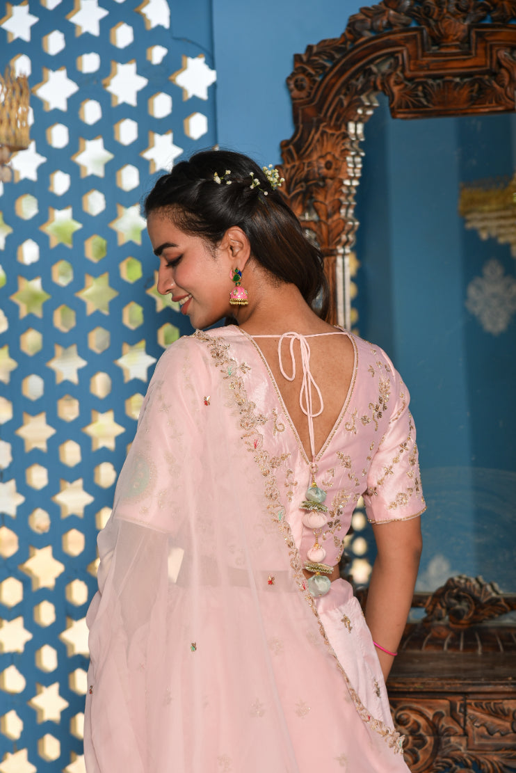 Blush Pink Heavy Embroidery Lehenga Set
