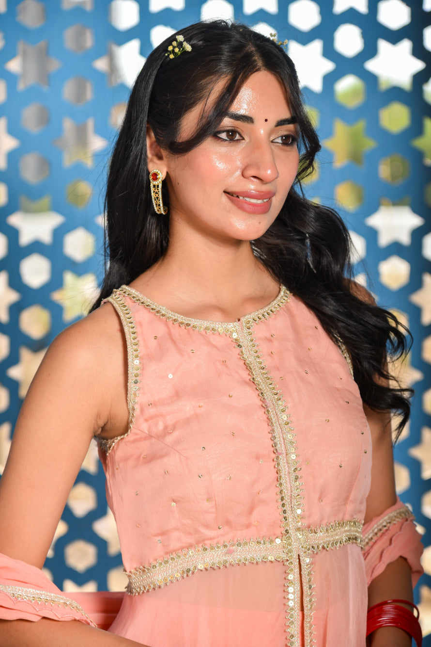 Salmon Crush Lehenga Set