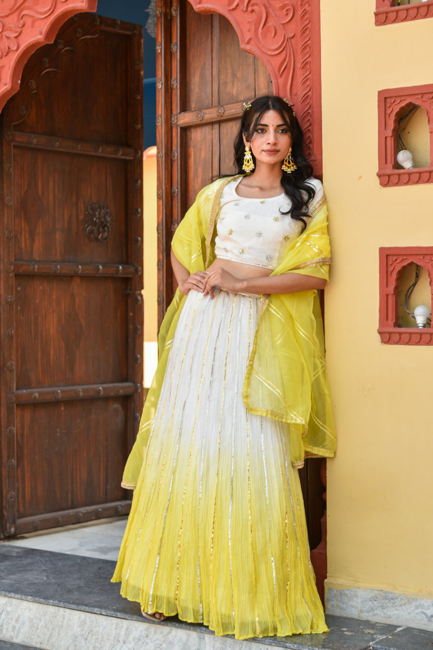 Yellow Aumbre Lehenga Set