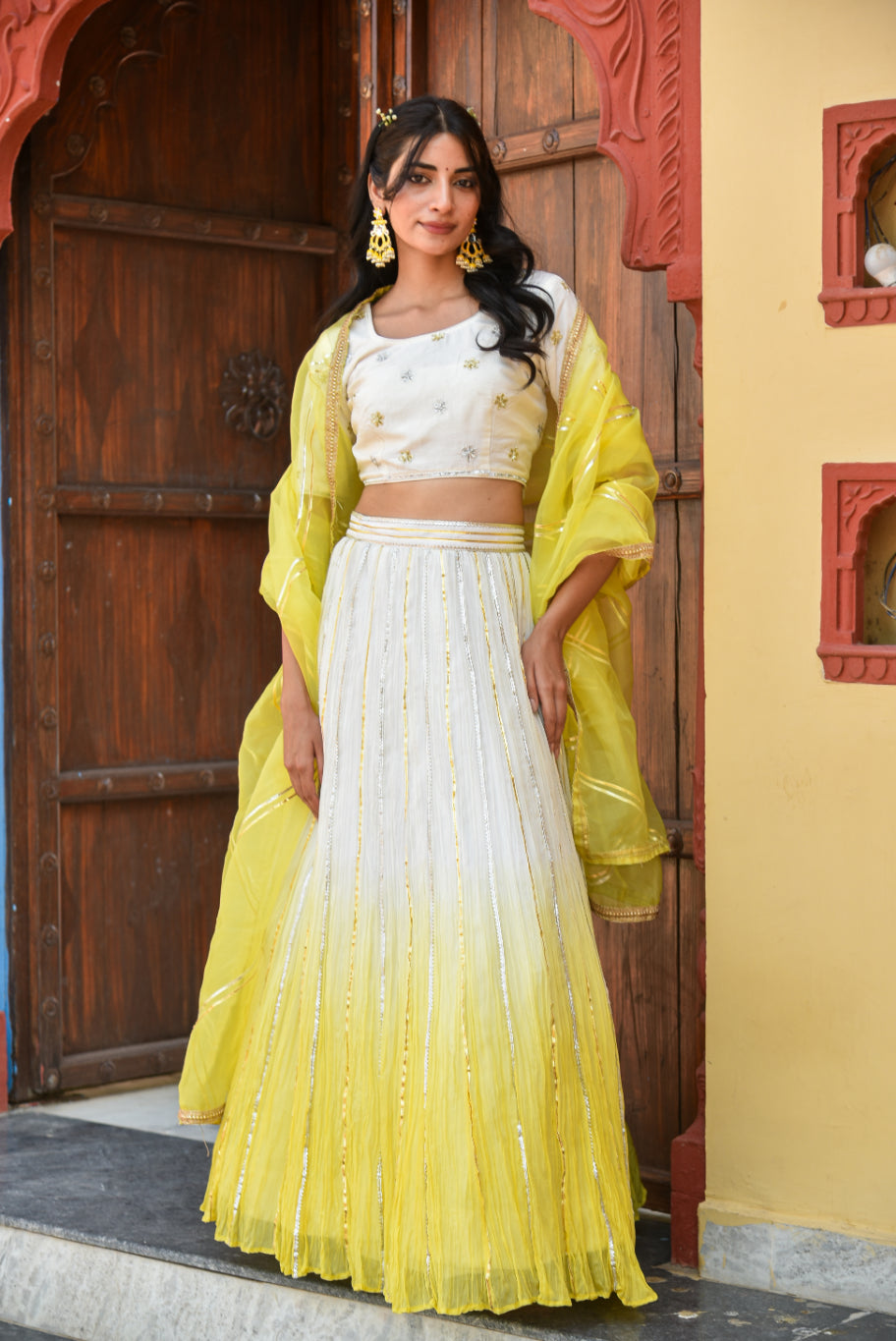 Yellow Aumbre Lehenga Set