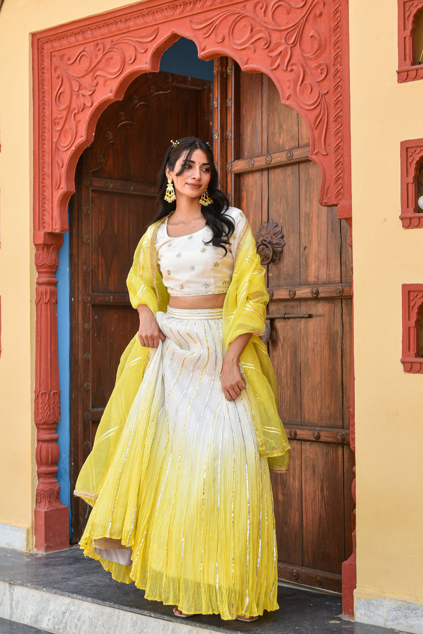 Yellow Aumbre Lehenga Set