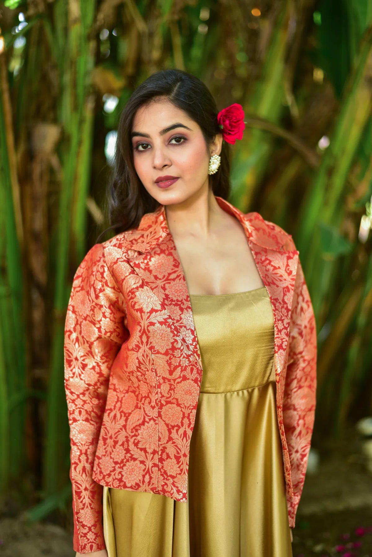 Dazzling Gold Festive Duo Detail Shot - Designer Ethnic Wear